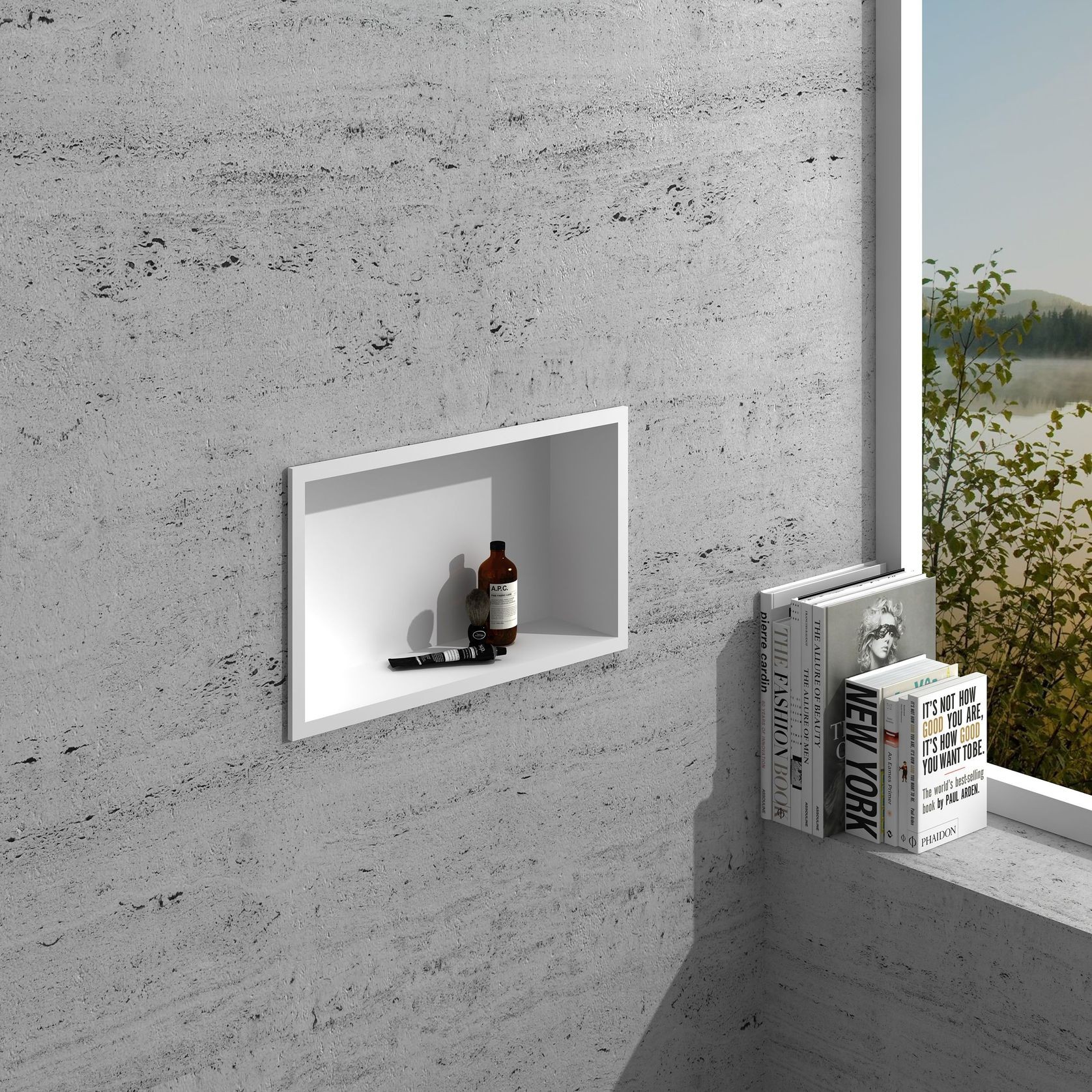 Recessed Stone Shower Shelf Insert 600mm G01122 gallery detail image