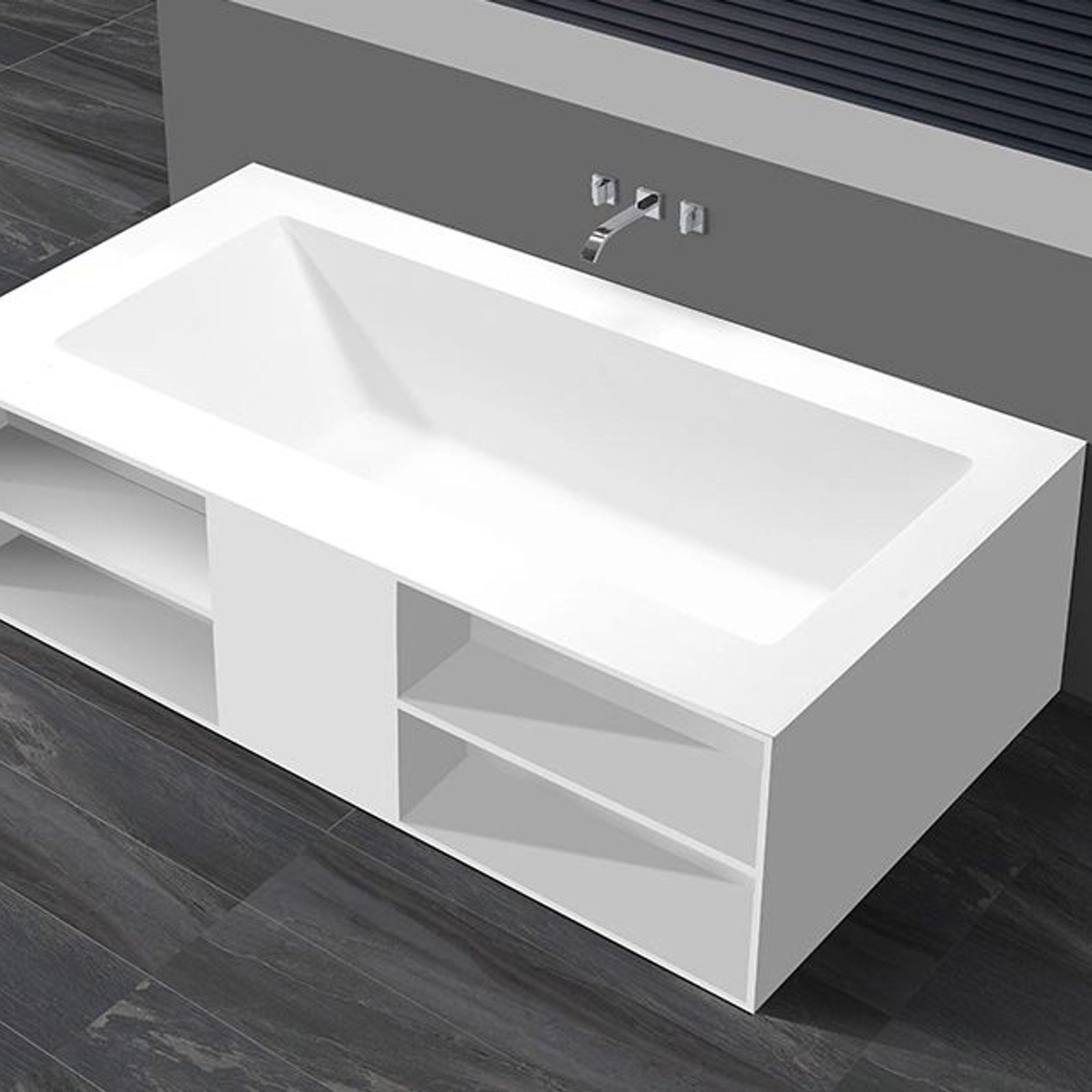 Cube Bathtub with Built-In Shelves gallery detail image