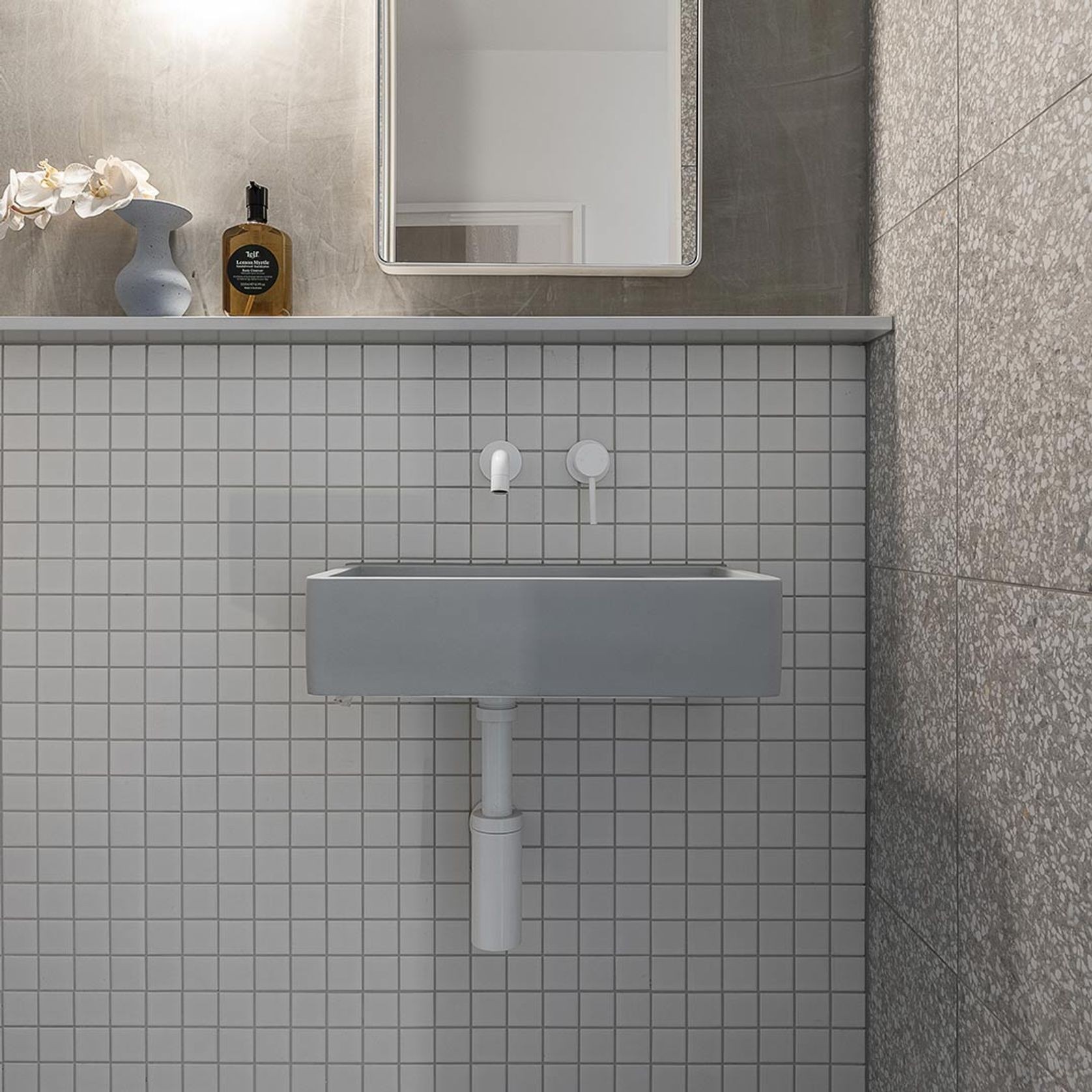 Elysian Minimal Mixer & Spout Set | White gallery detail image