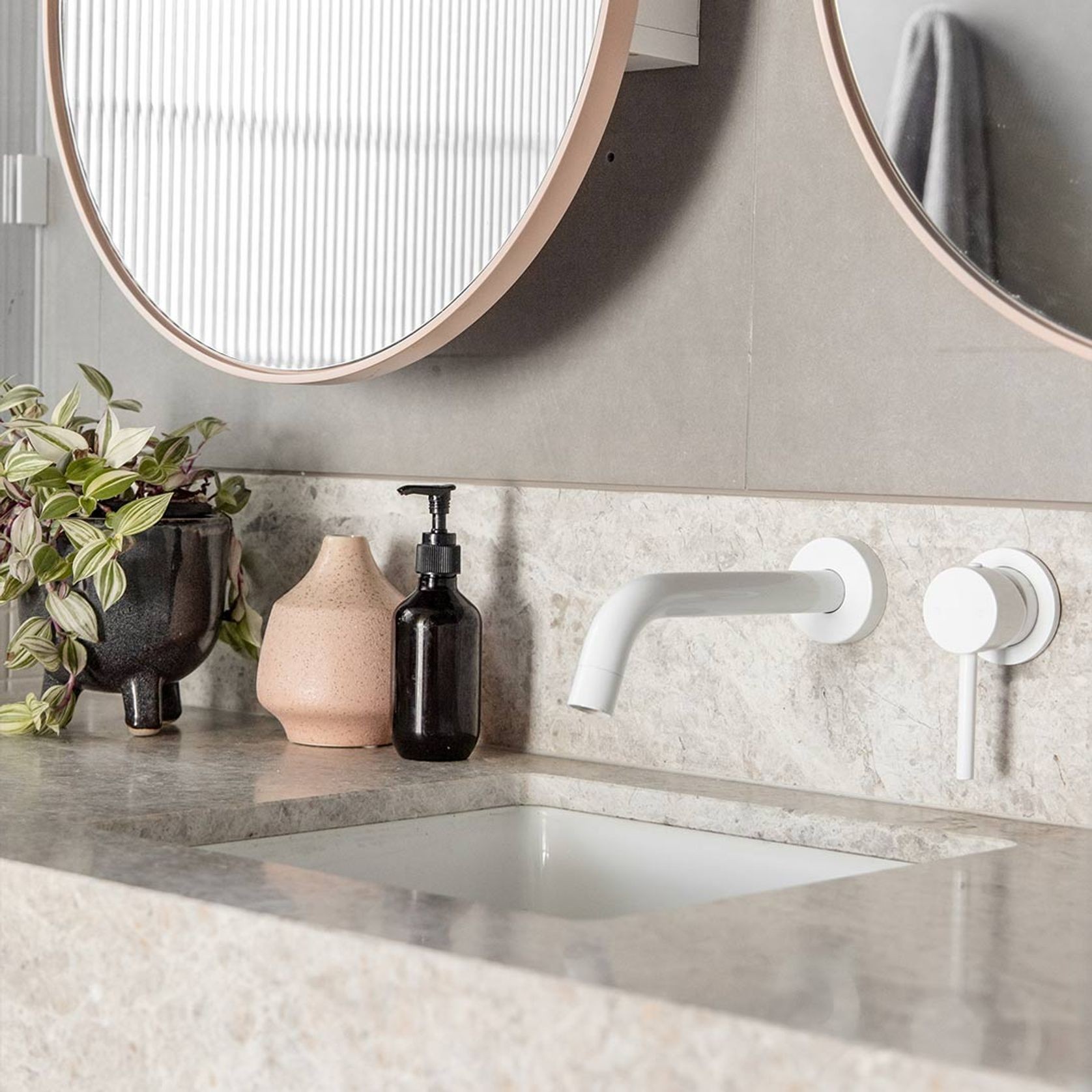 Elysian Minimal Mixer & Spout Set | White gallery detail image