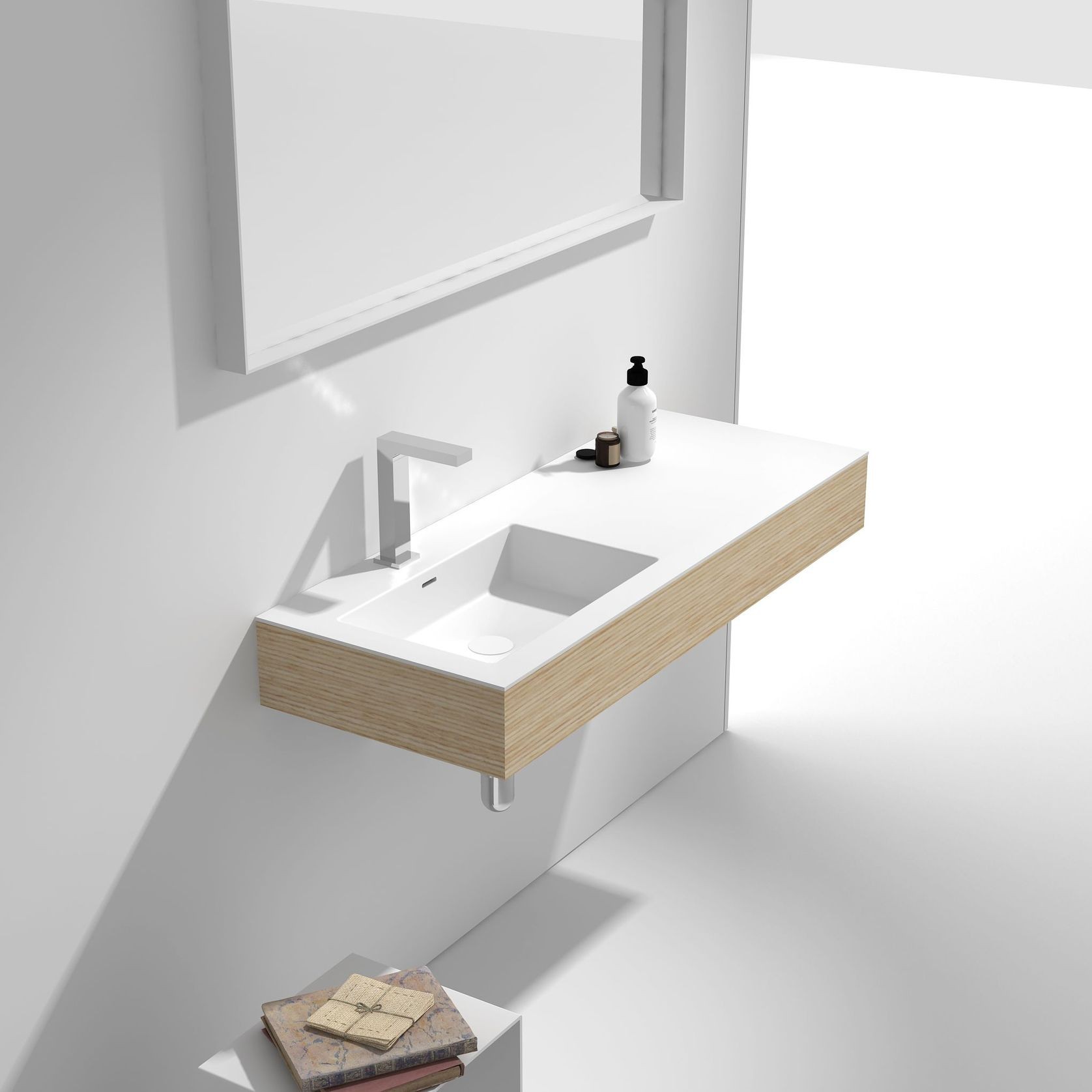1200mm Wall Hung Solid Surface Timber Vanity G38561-C gallery detail image