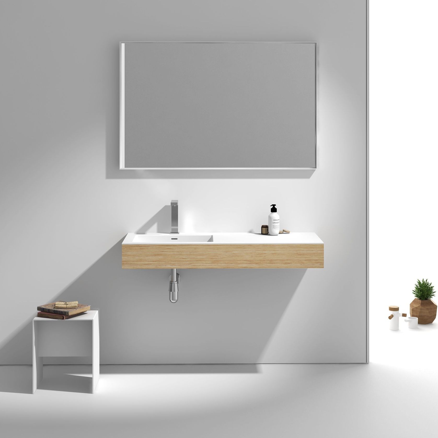 1200mm Wall Hung Solid Surface Timber Vanity G38561-C gallery detail image