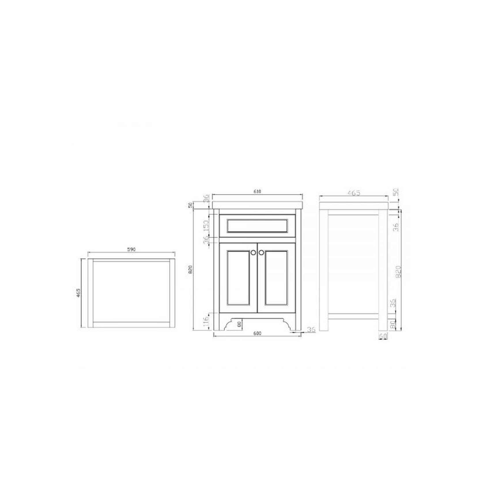 Kzoao 600mm Grey England Freestanding Vanity gallery detail image