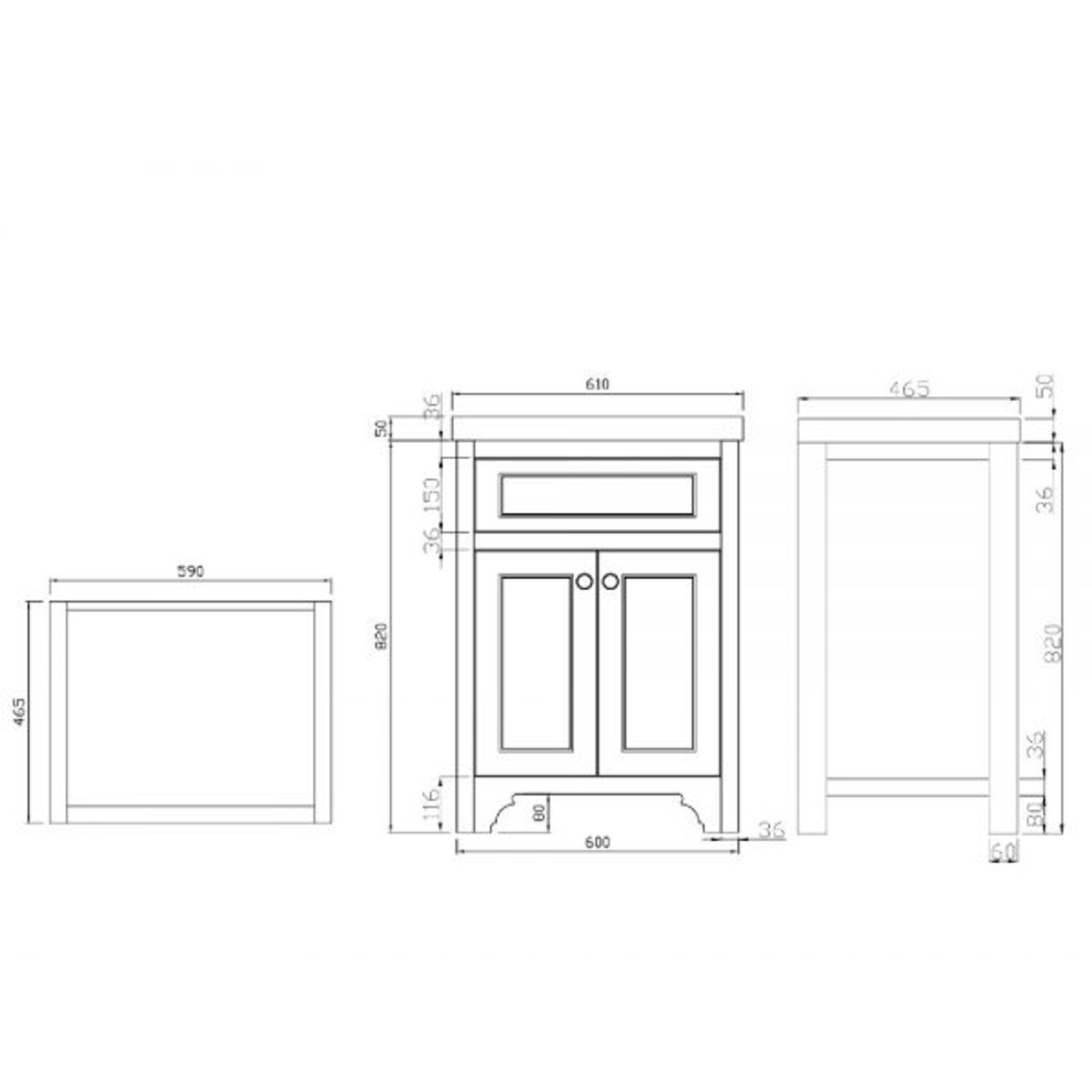 Kzoao 600mm Grey England Freestanding Vanity gallery detail image