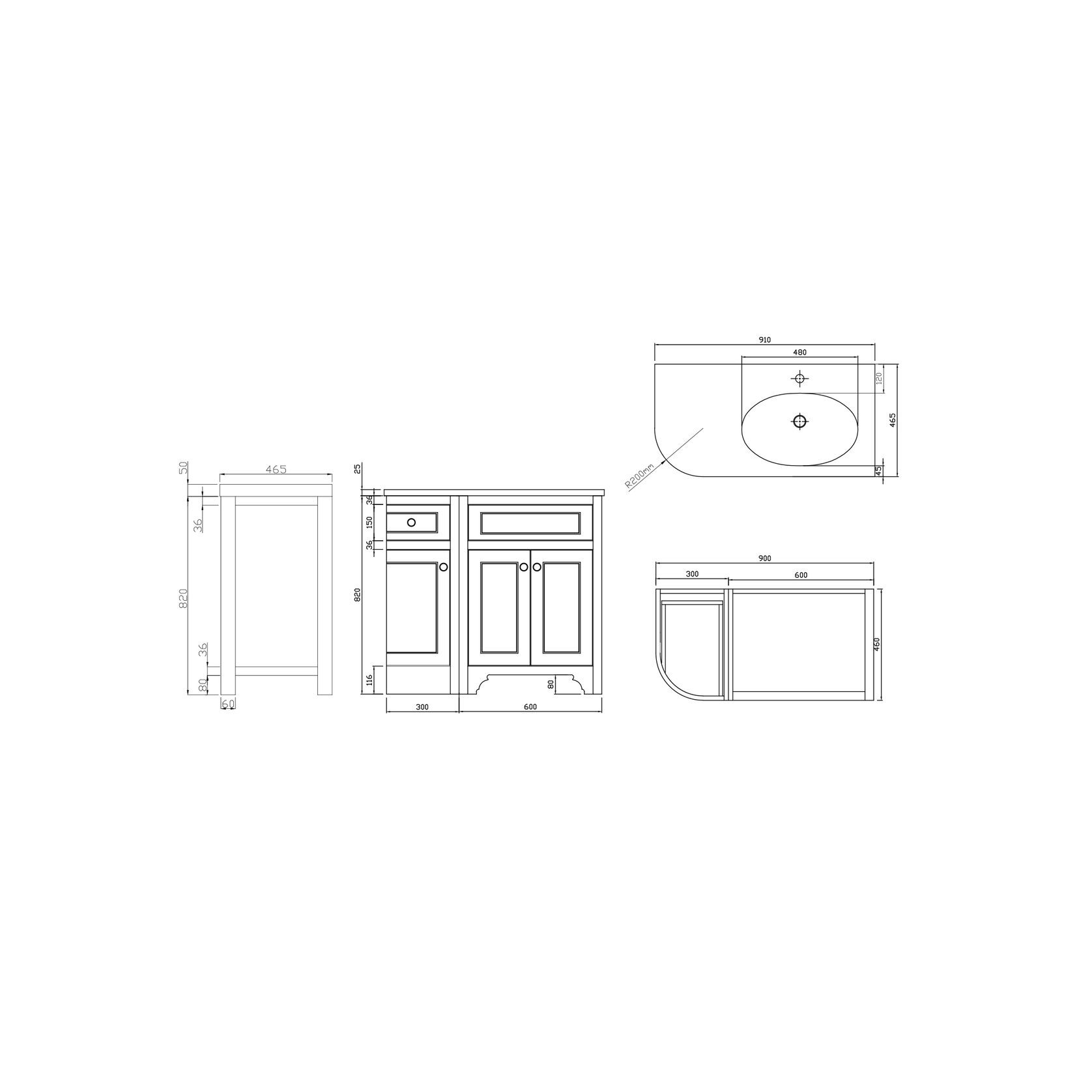 Kzoao 900mm Grey England Freestanding Vanity (right) gallery detail image