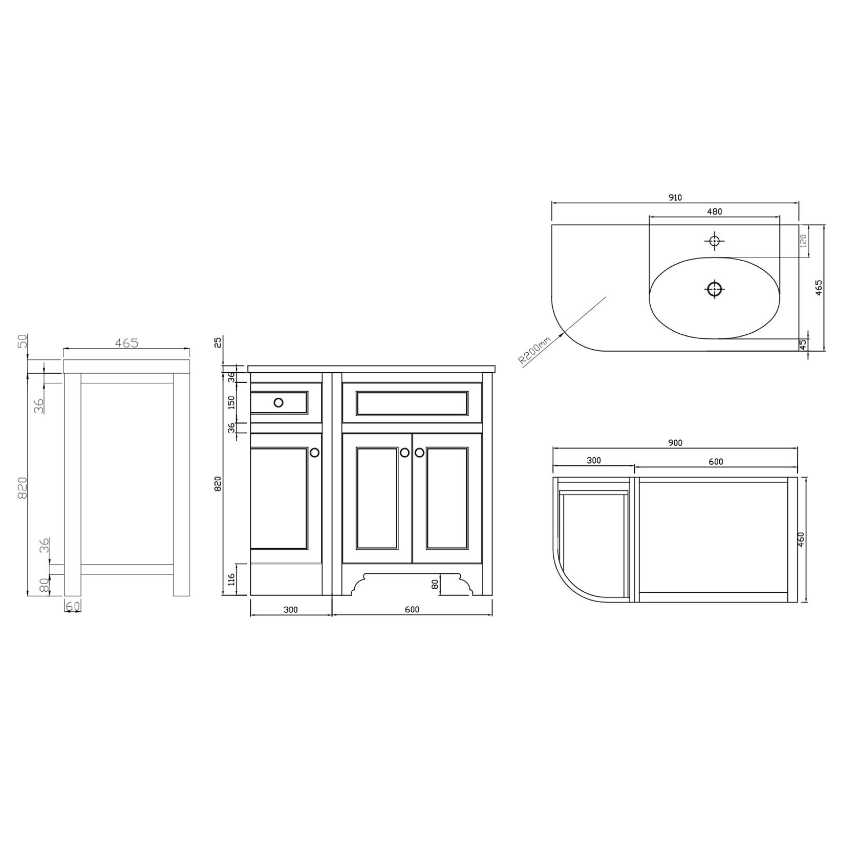 Kzoao 900mm Grey England Freestanding Vanity (right) gallery detail image