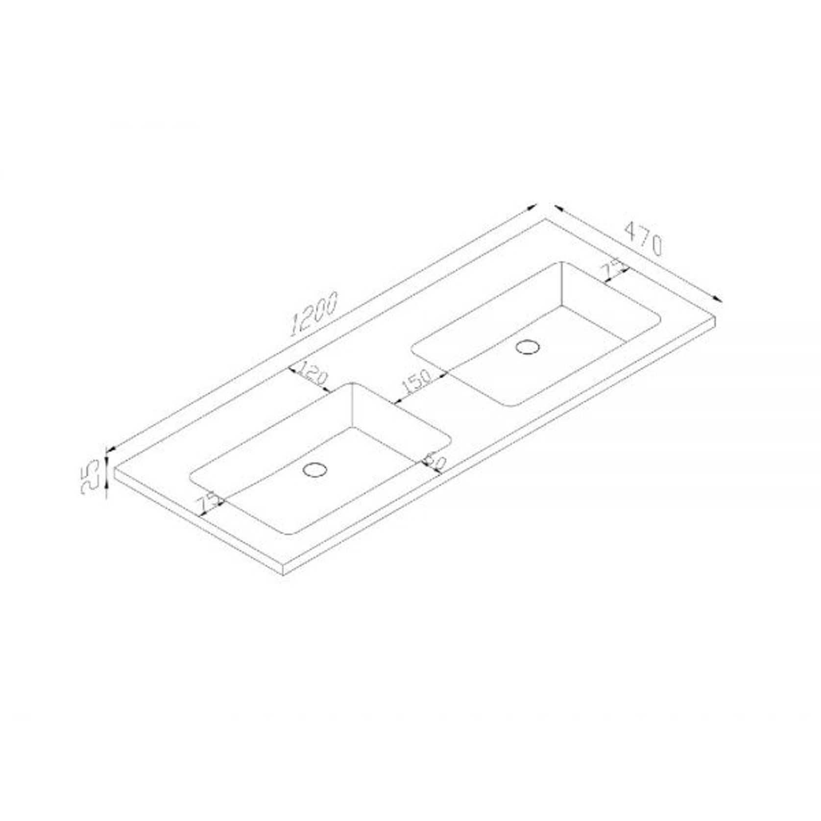 Kzoao 1200mm Honed Dual Bowl Lexus Top Matte White gallery detail image