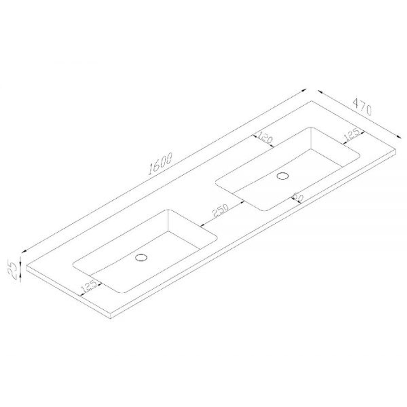 Kzoao 1600mm Honed Dual Bowl Lexus Top Matte White gallery detail image