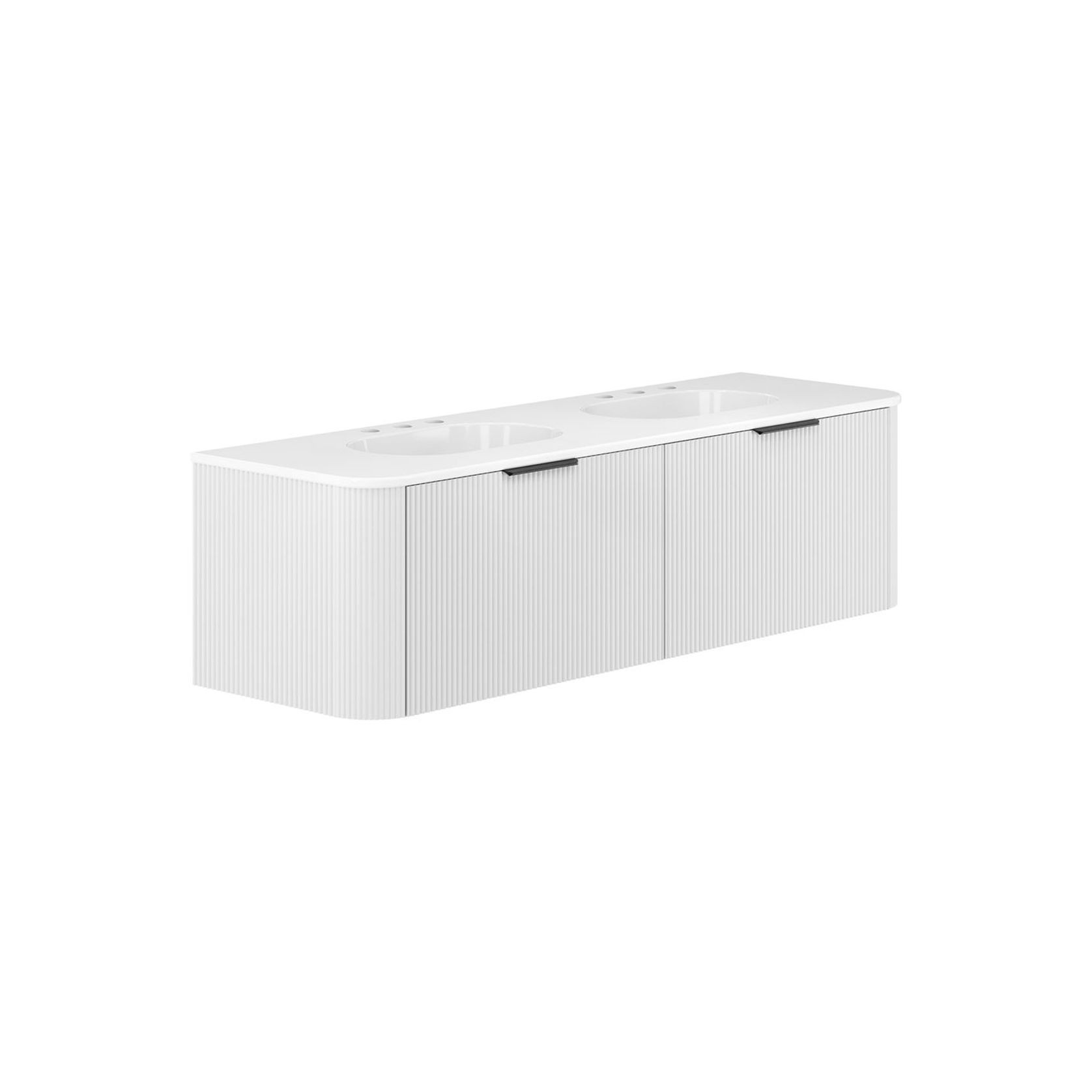 Lola Minka Curved Satin White Wall-Hung Vanity gallery detail image