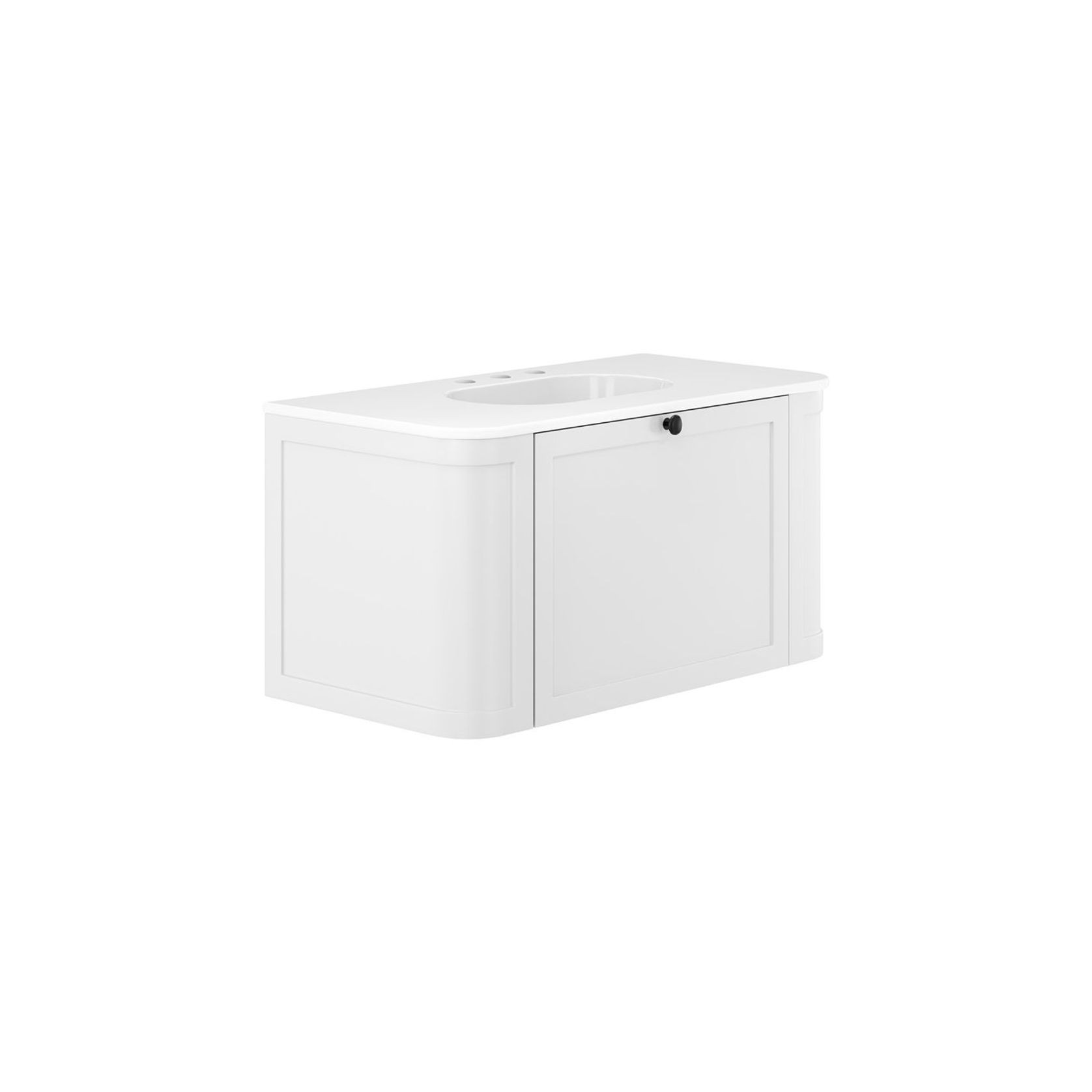 Lola Mila Curved Satin White Wall-Hung Vanity gallery detail image