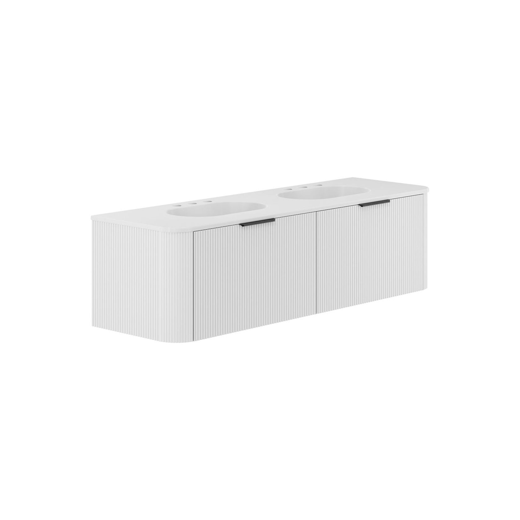 Lola Matte Minka Curved Satin White Wall-Hung Vanity gallery detail image