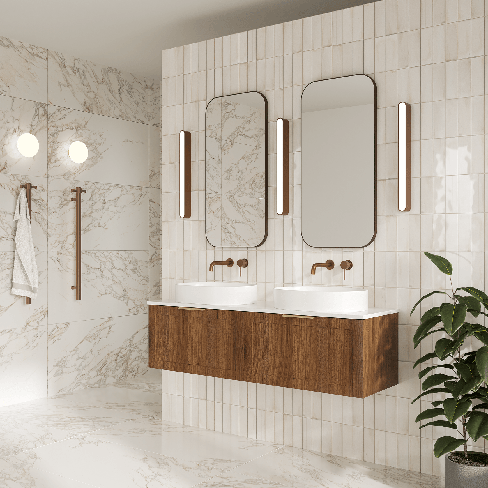 Telaio 1500 Double Bowl Wall Vanity gallery detail image