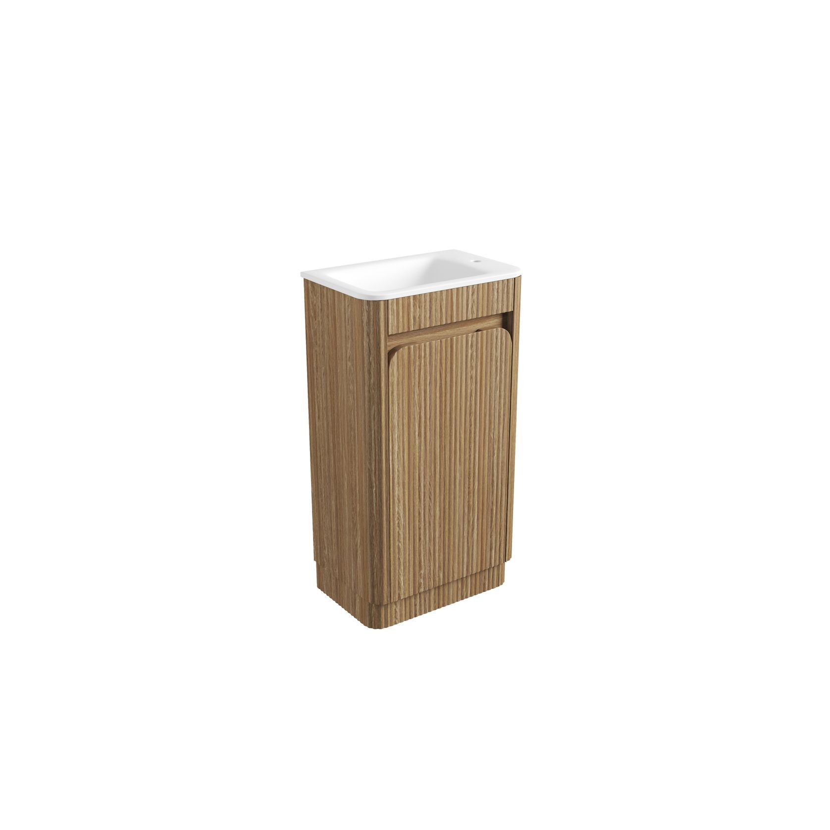 Aulic Mini Hartelle Fluted Floor Standing Oak Cabinet gallery detail image