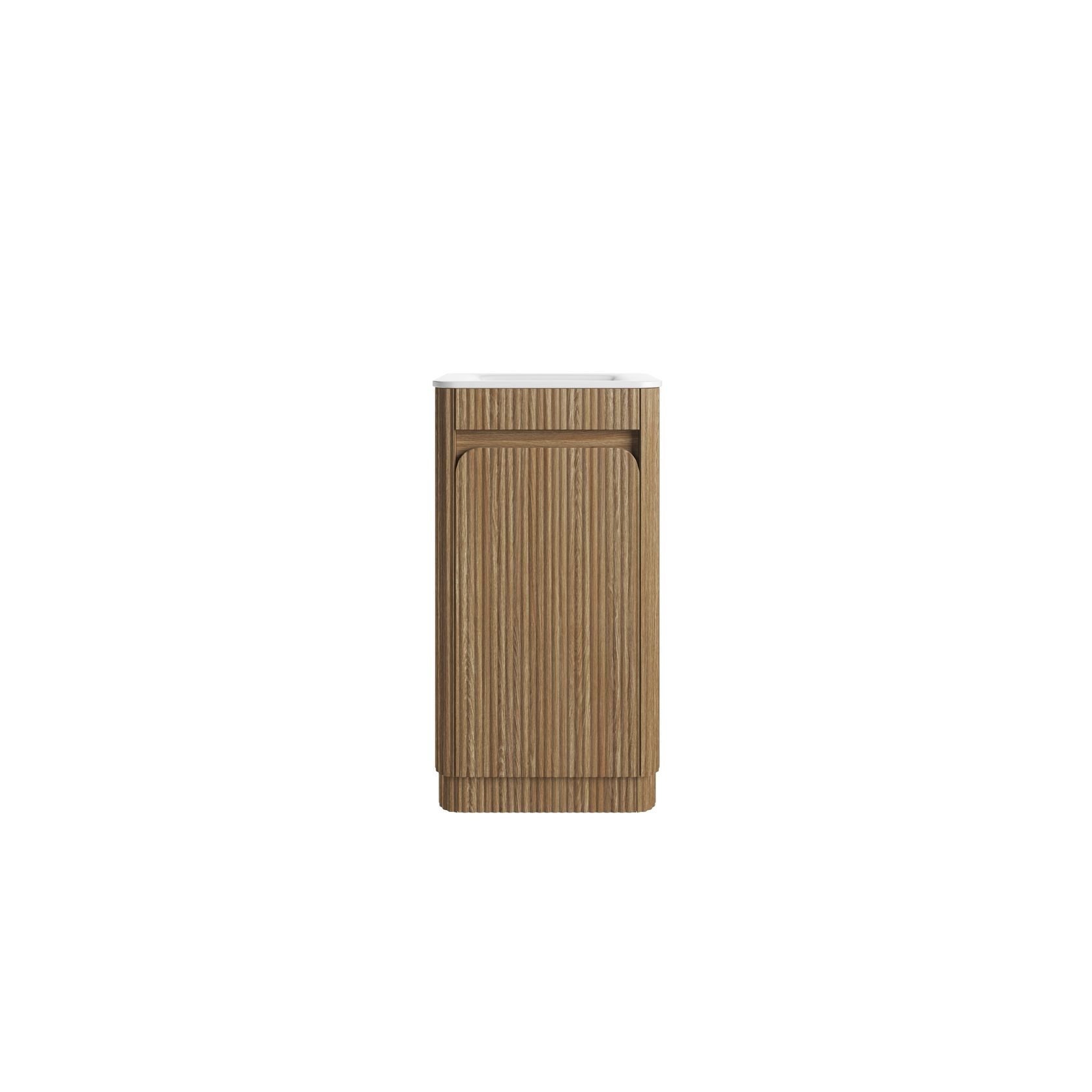 Aulic Mini Hartelle Fluted Floor Standing Oak Cabinet gallery detail image