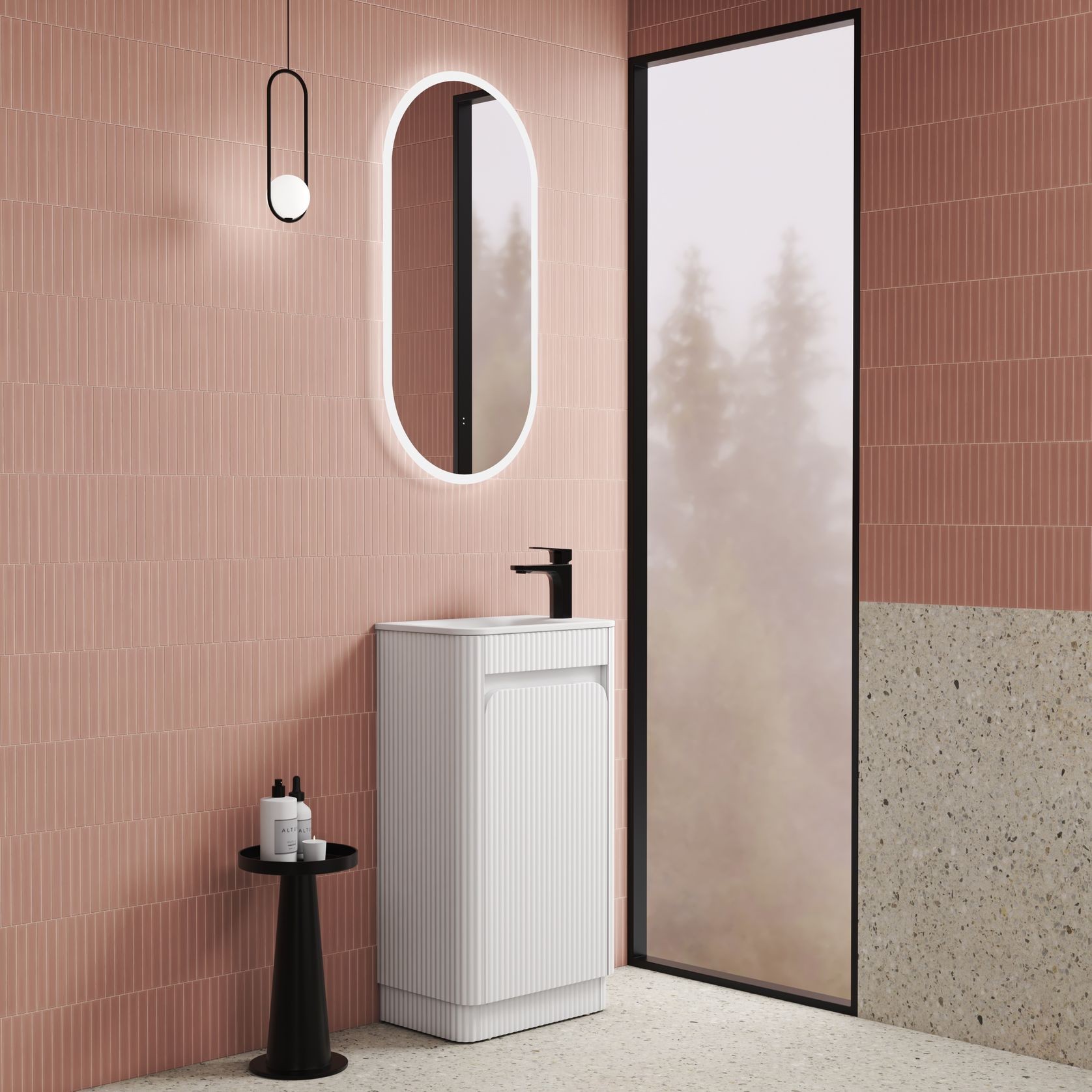Aulic Mini  Fluted Floor Standing Matte White Cabinet gallery detail image