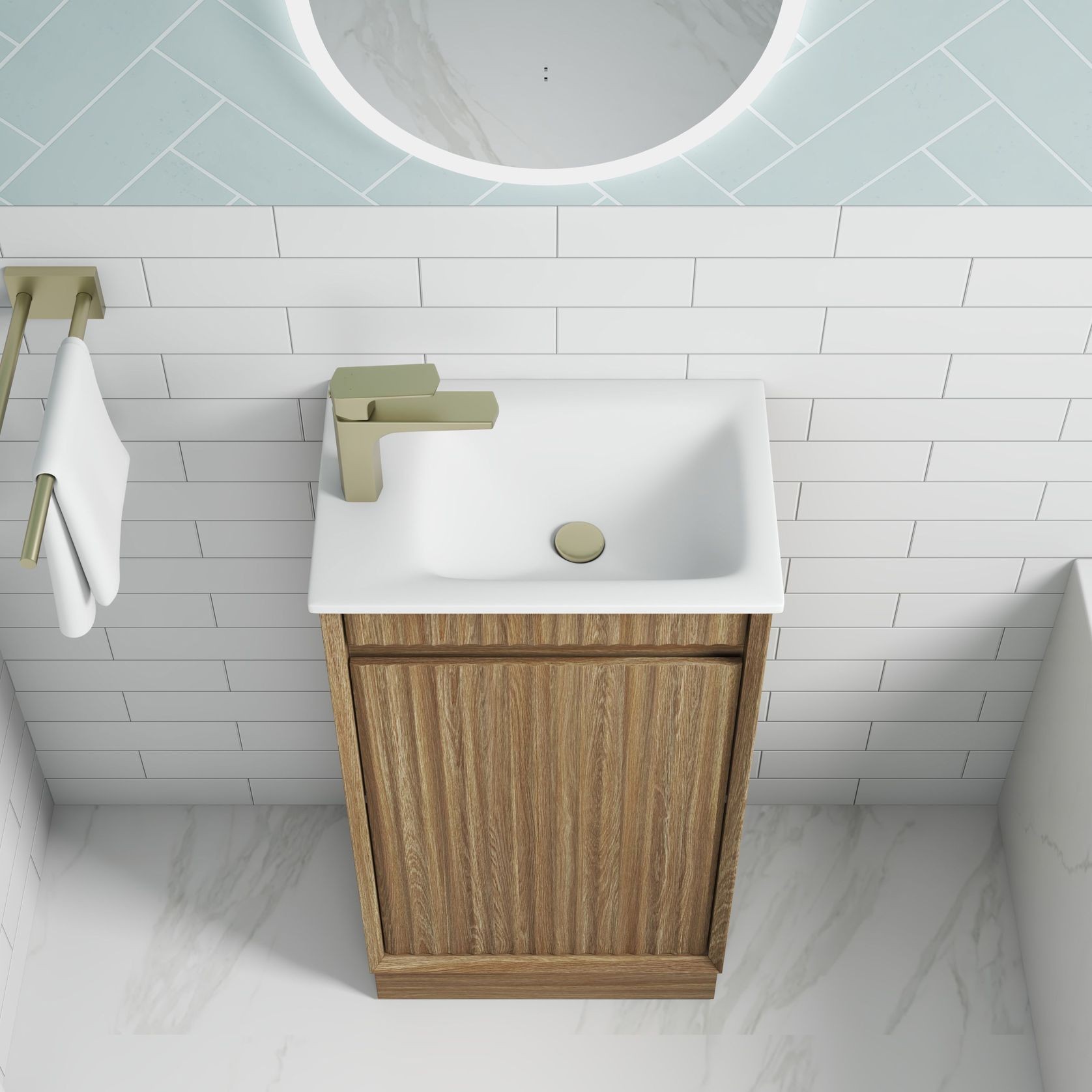 Aulic Mini Ravia Fluted Harvest Oak Cabinet gallery detail image
