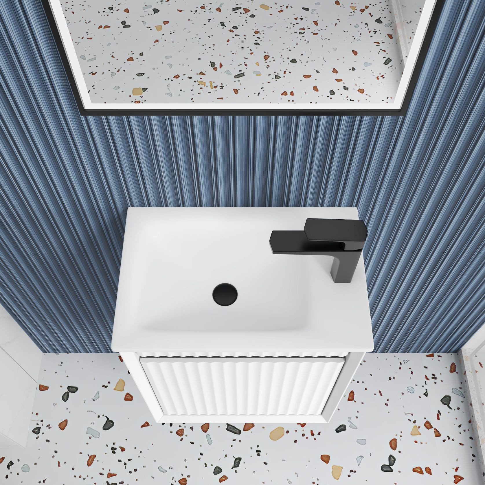 Aulic Mini Ravia Fluted Wall Hung Matte White Cabinet gallery detail image