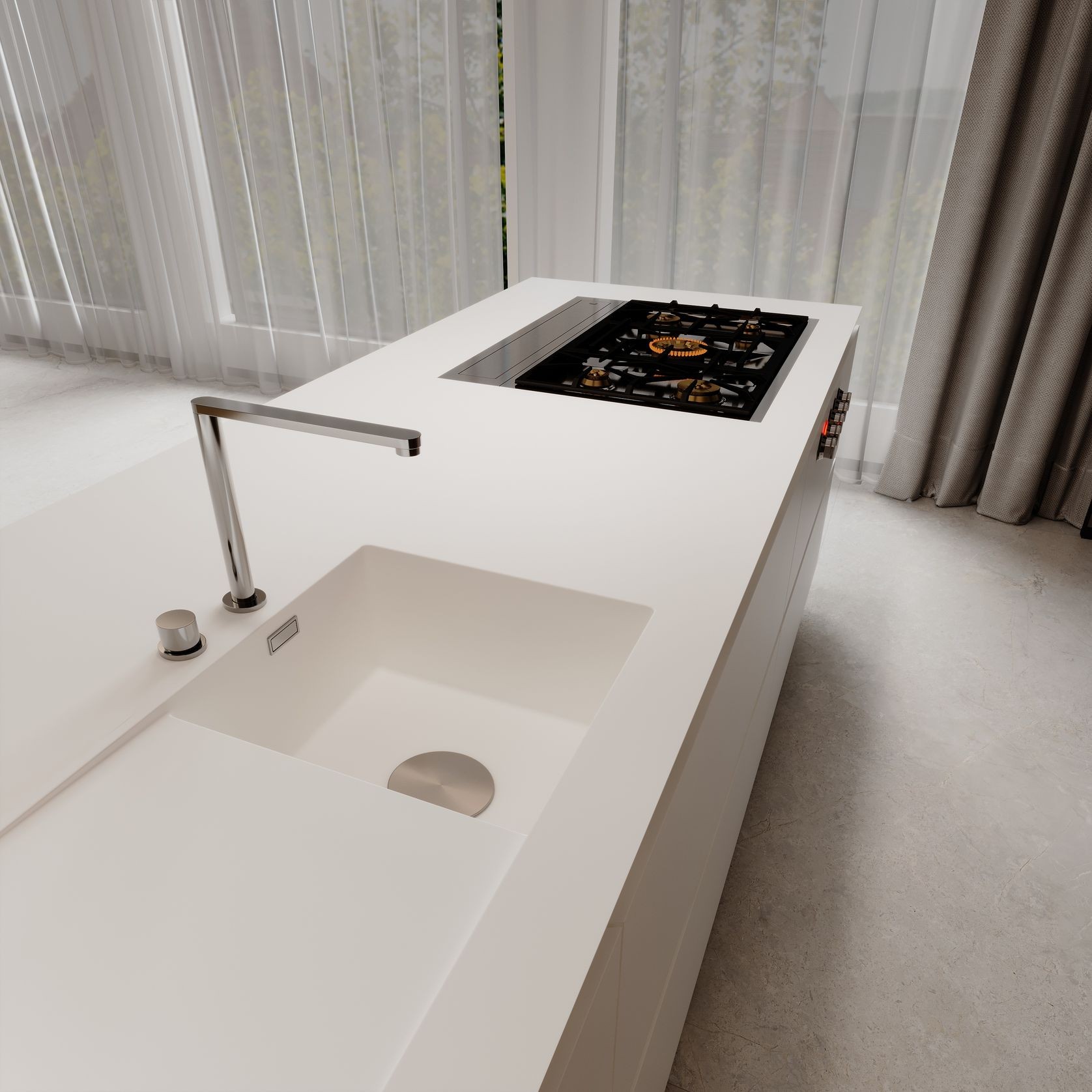 Moon White Benchtop - Silk White gallery detail image
