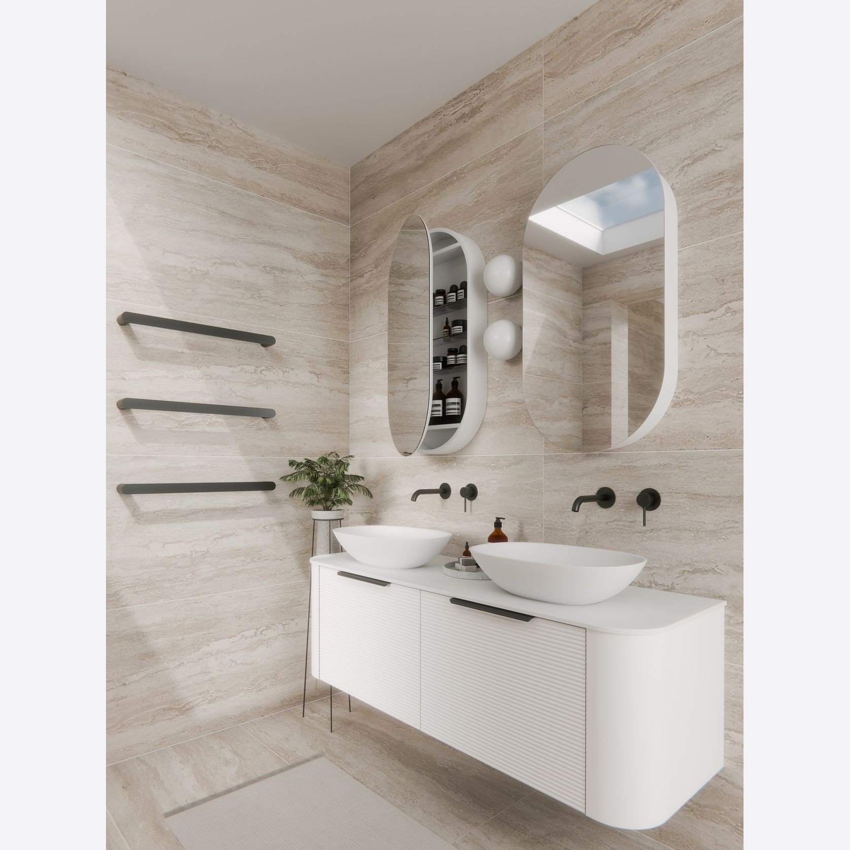 Code Neo Oval Round Mirror Cabinet 500 X 950mm gallery detail image