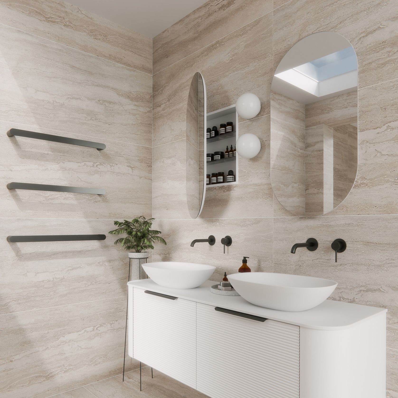 Code Neo Oval Inset Mirror Cabinet 500 X 950Mm gallery detail image