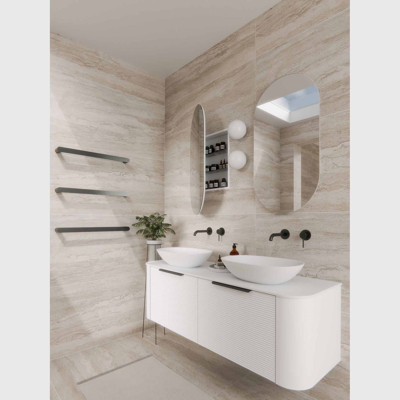 Code Neo Oval Inset Mirror Cabinet 500 X 950Mm gallery detail image