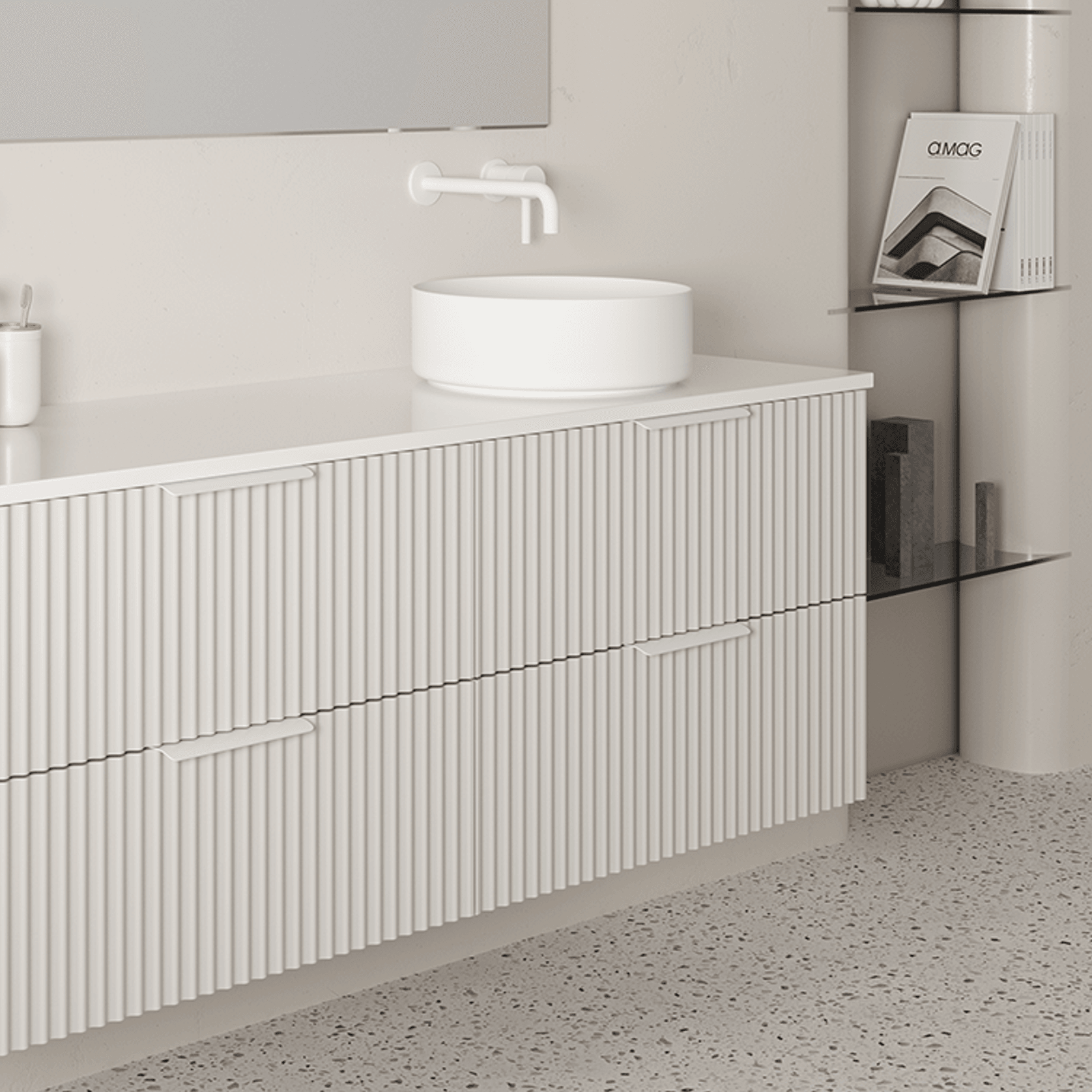 Pettine 1500 Double Bowl 4 Drawer Wall Vanity gallery detail image