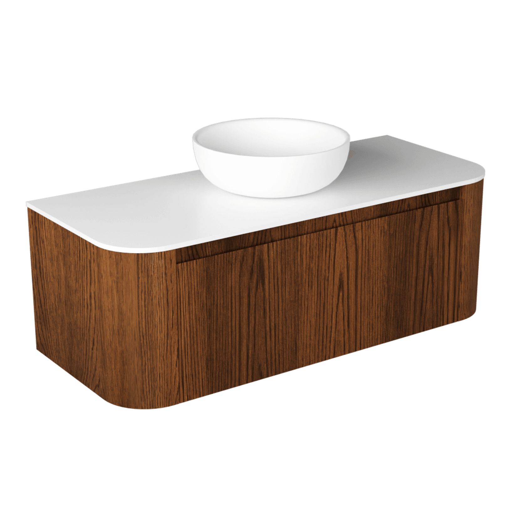 Curved Tondo 1200 Single Drawer Wall Hung Vanity - 7 Colours gallery detail image