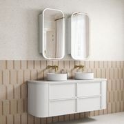 Aulic Ramee Fluted Wall Hung 1500mm Matte White Cabinet gallery detail image