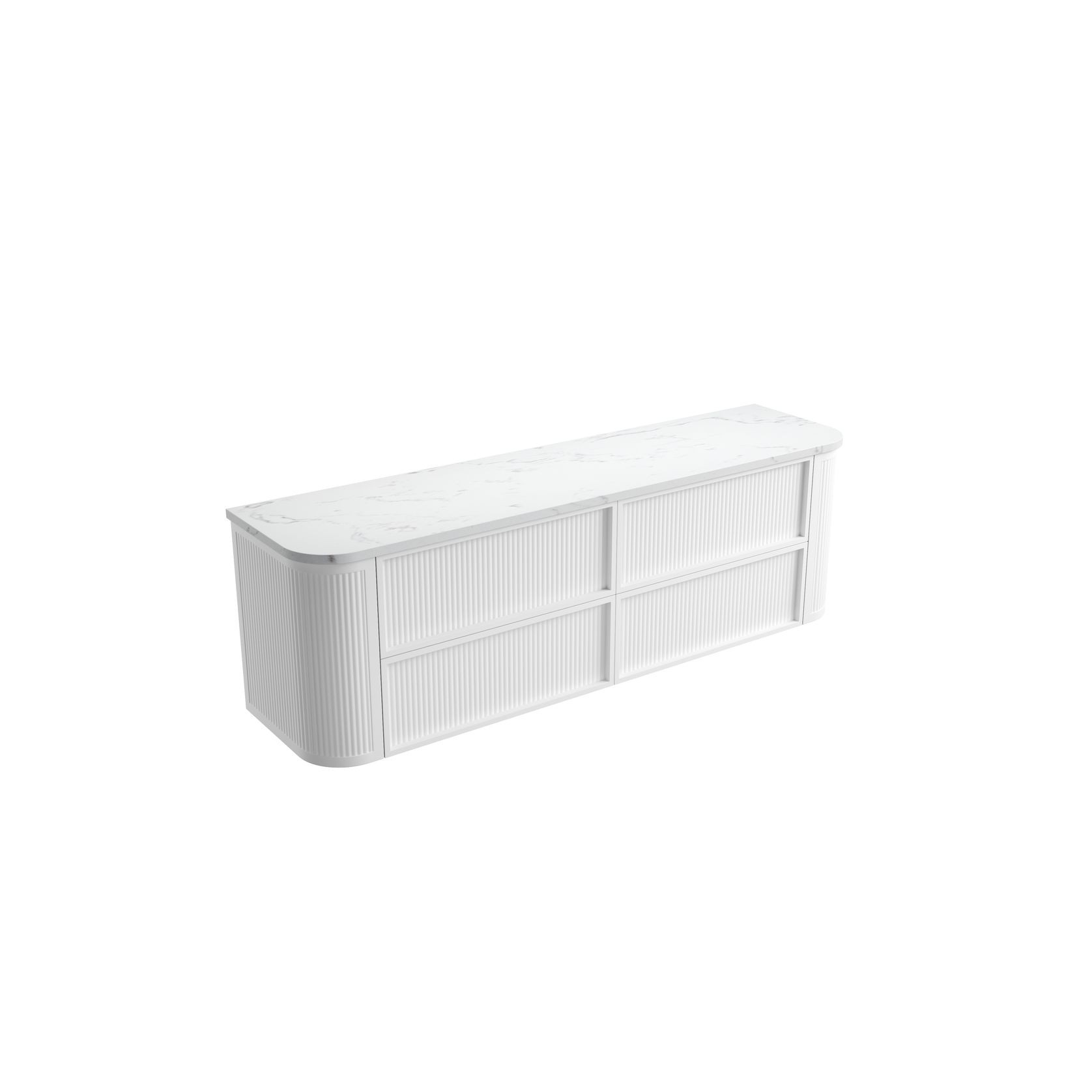 Aulic Ramee Fluted Wall Hung 1800mm Matte White Cabinet gallery detail image