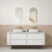 Aulic Ramee Fluted Wall Hung 1800mm Matte White Cabinet gallery detail image