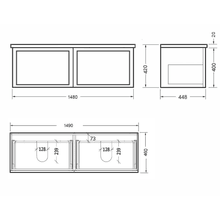Telaio 1500 Double Bowl Wall Vanity gallery detail image