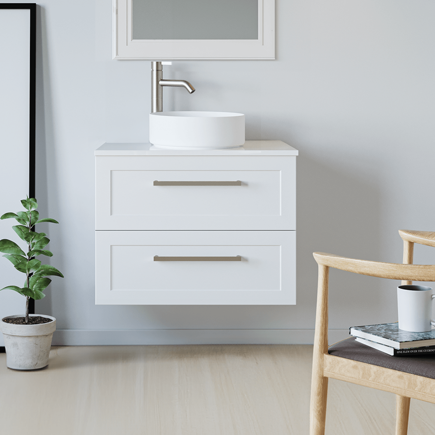 Telaio 750 Single Centre Bowl 2 Drawer Wall Vanity gallery detail image