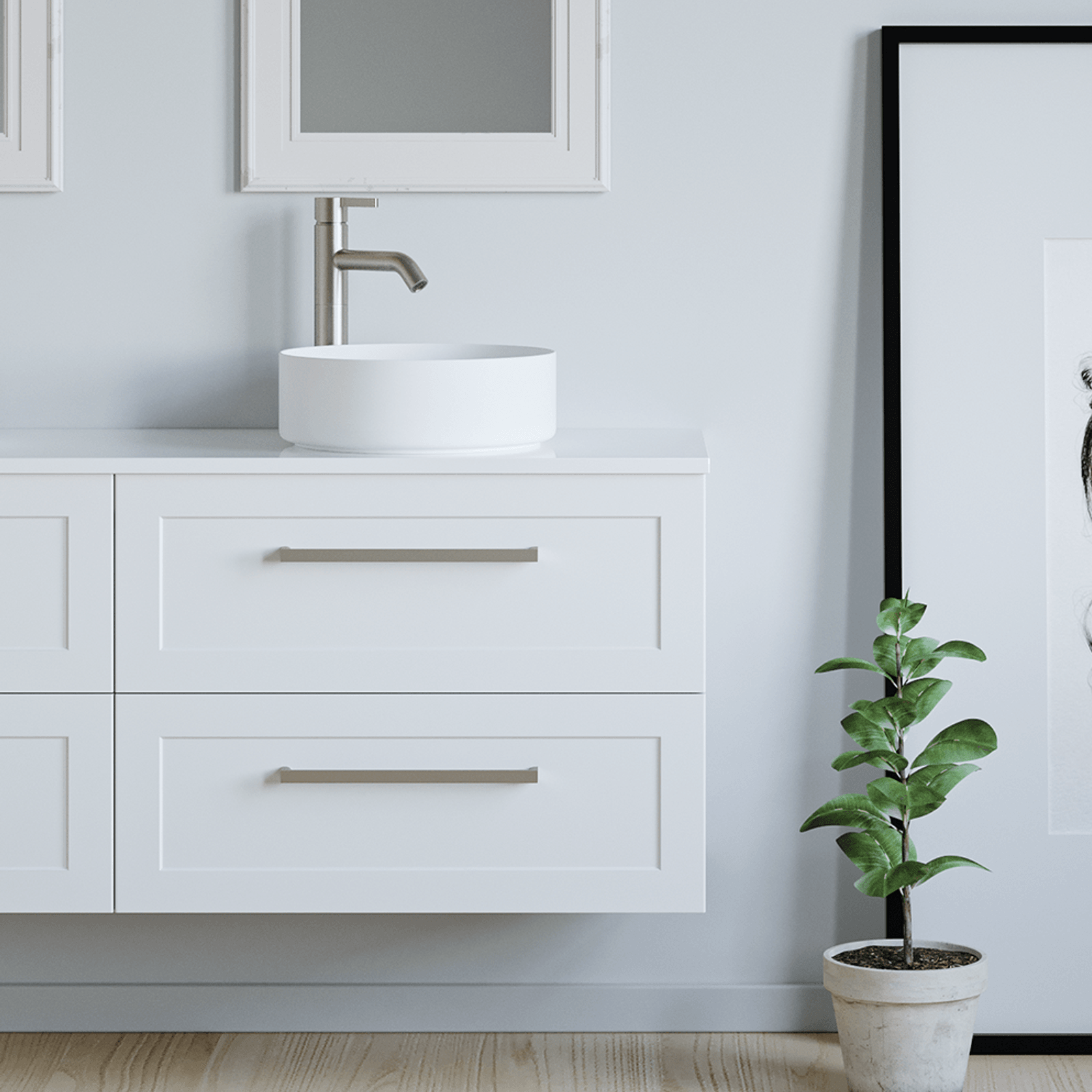 Telaio 1500 Single Right Bowl 4 Drawer Wall Vanity gallery detail image