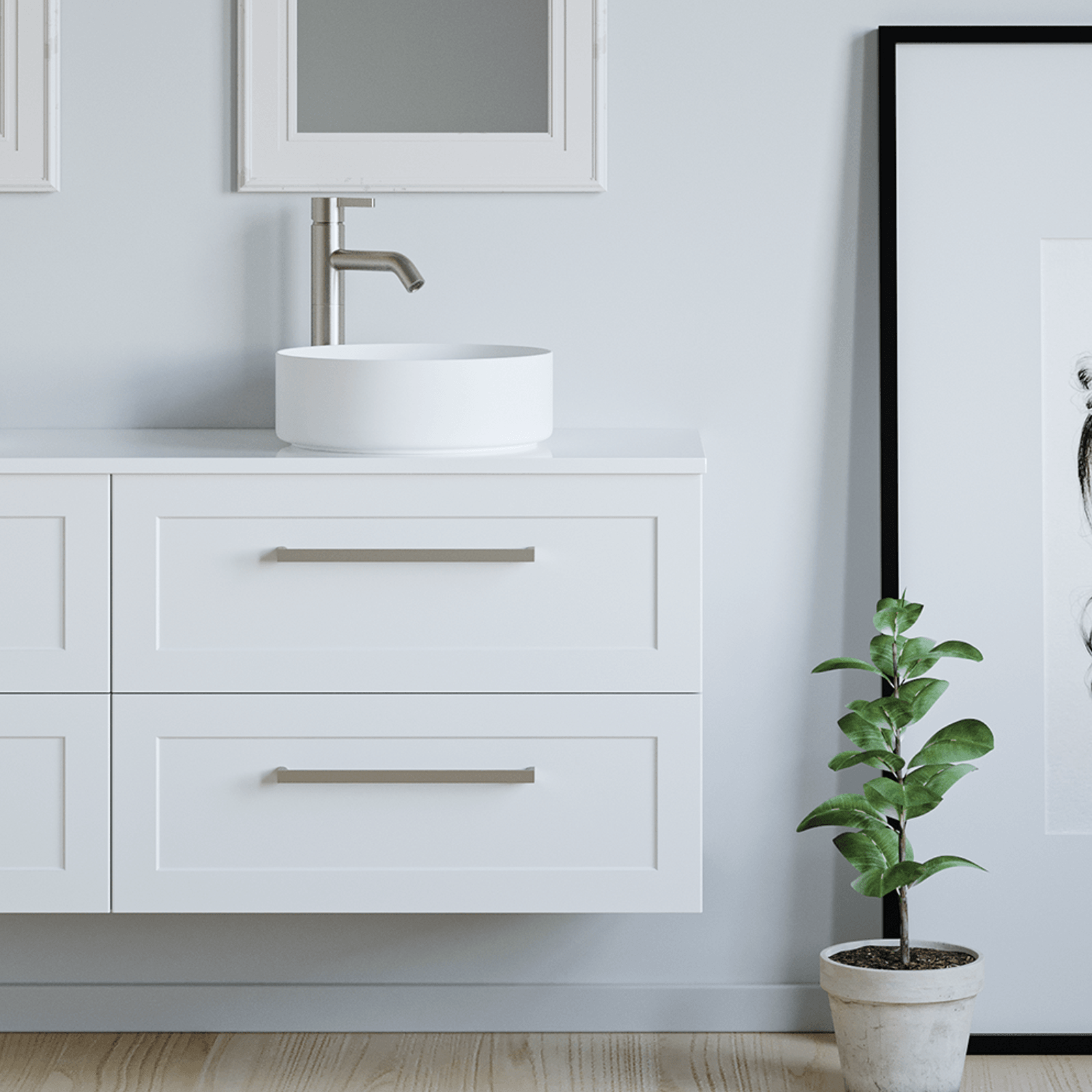 Telaio 1500 Single Right Bowl 4 Drawer Wall Vanity gallery detail image