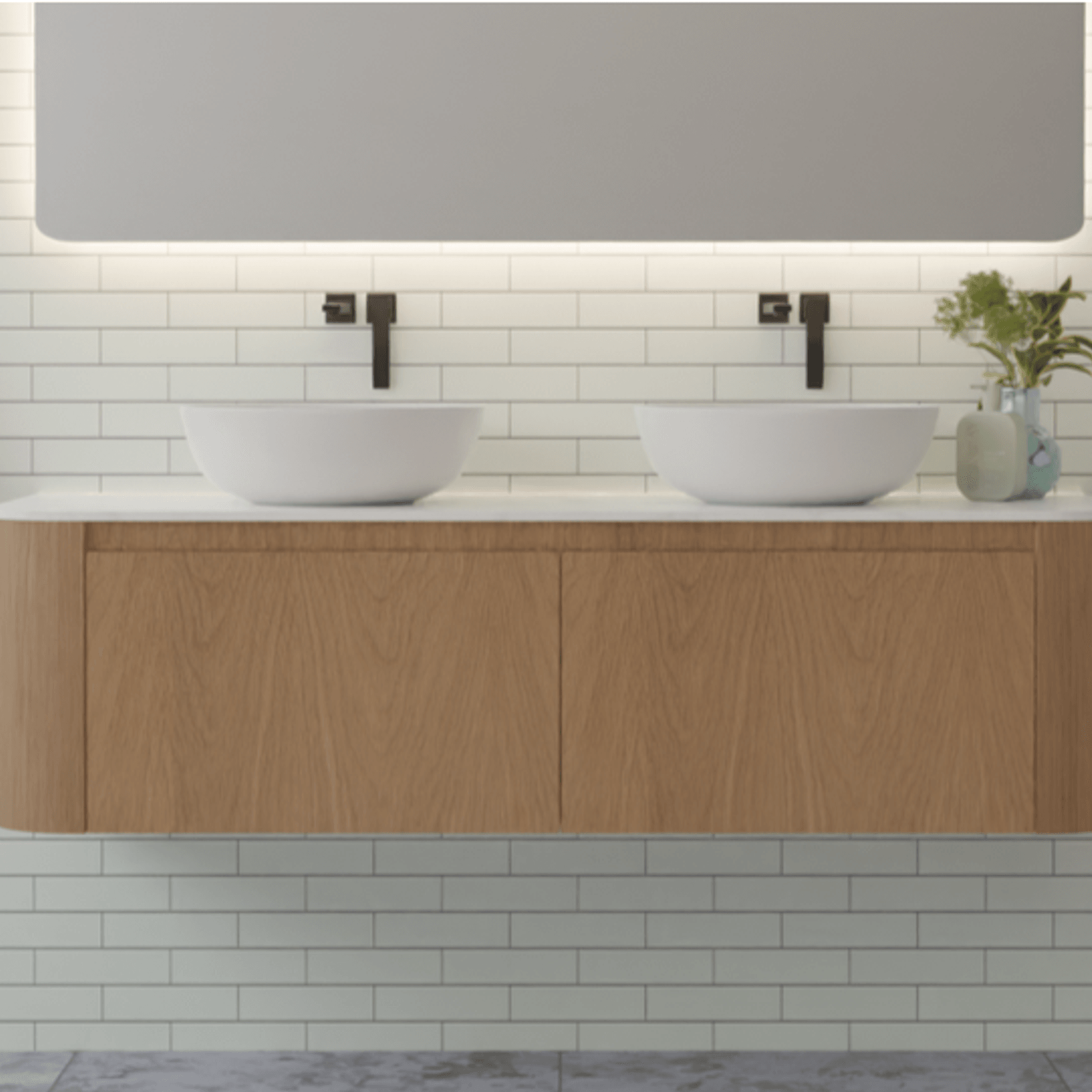 Curved Tondo 1500 2 Drawer Wall Hung Vanity - 5 Colours gallery detail image