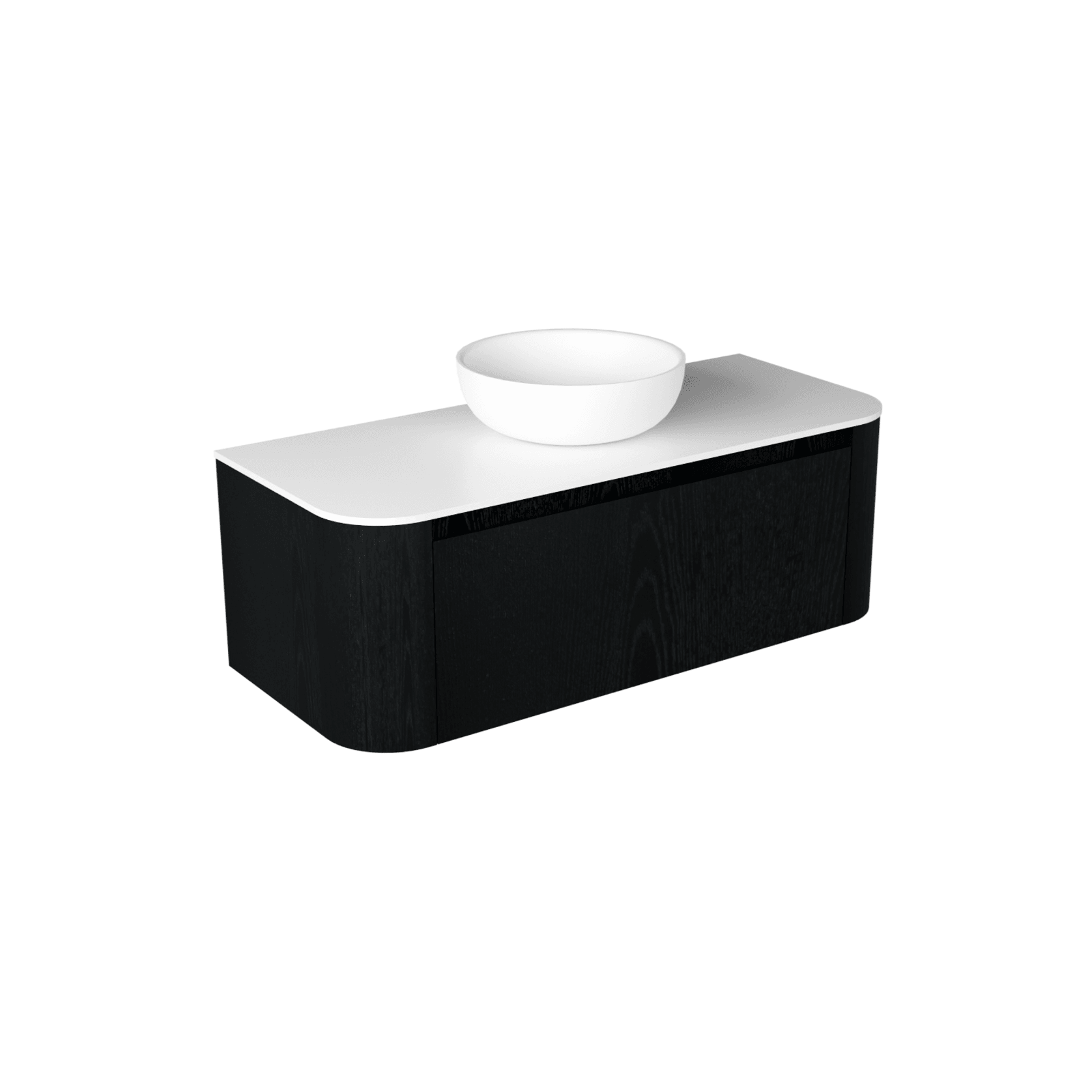 Curved Tondo 1200 Single Drawer Wall Hung Vanity - 7 Colours gallery detail image