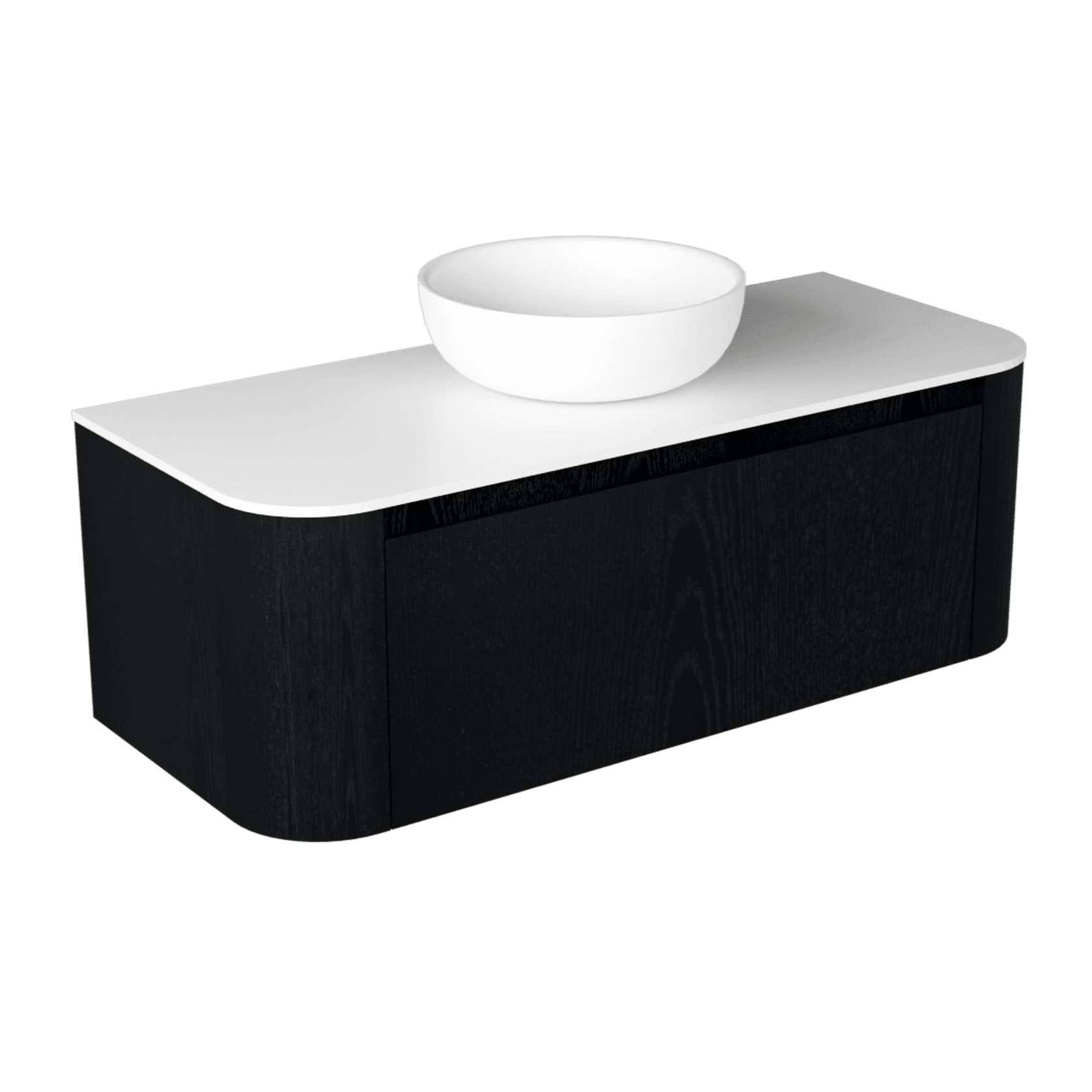 Curved Tondo 1200 Single Drawer Wall Hung Vanity - 7 Colours gallery detail image