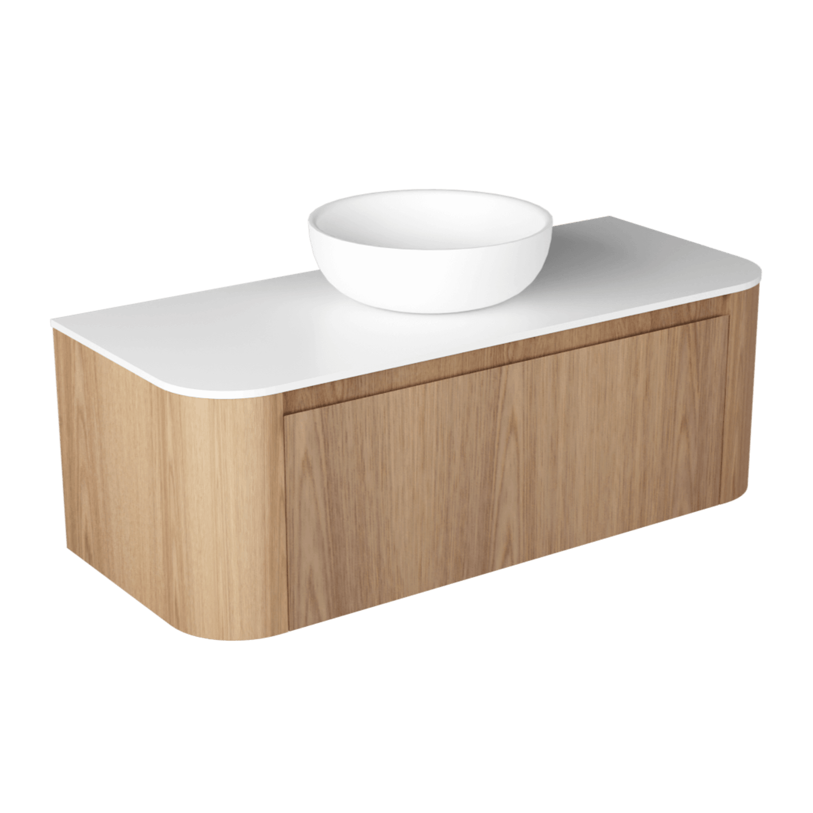 Curved Tondo 1200 Single Drawer Wall Hung Vanity - 7 Colours gallery detail image