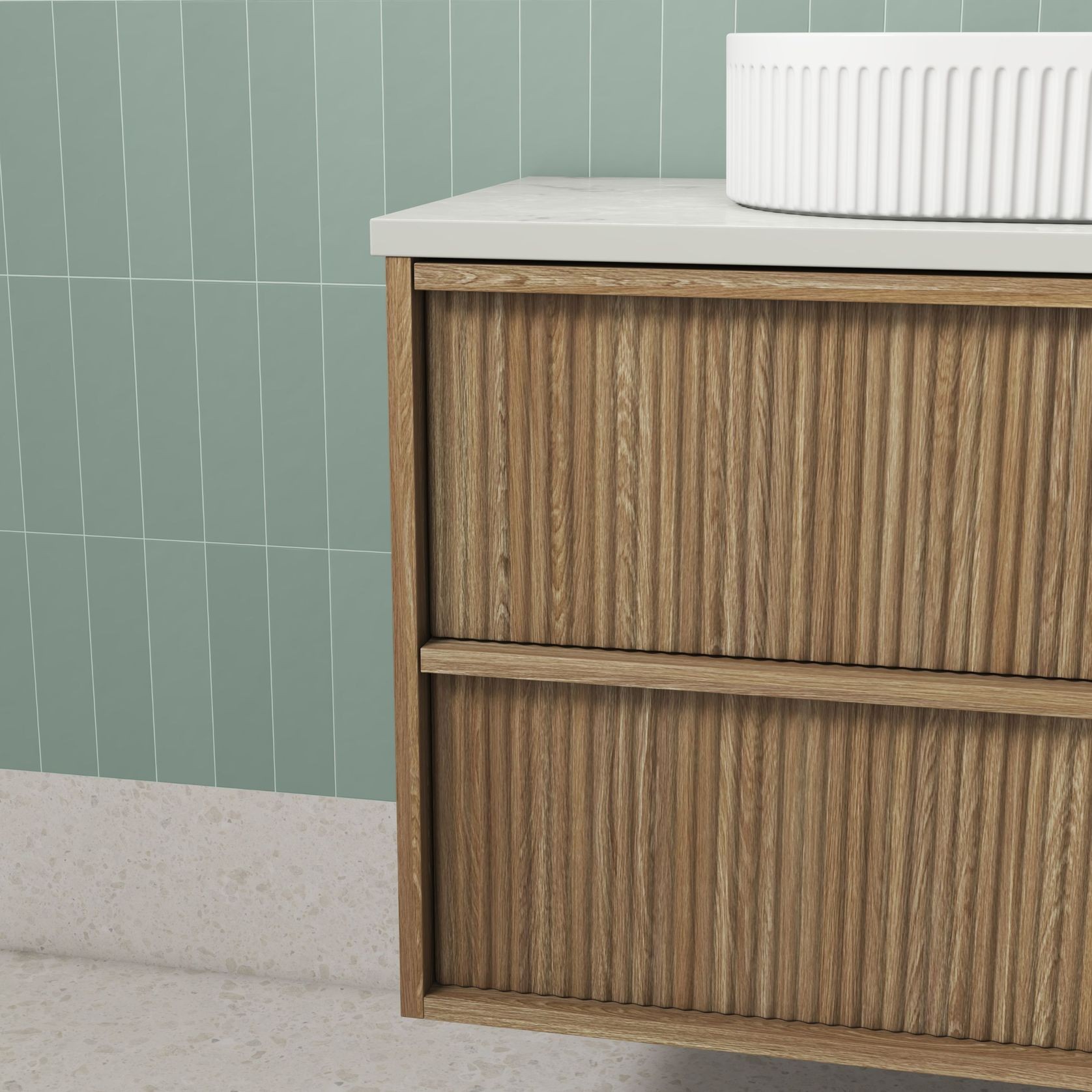 Aulic Venetta Fluted Wall Hung 1200m Harvest Oak vanity gallery detail image