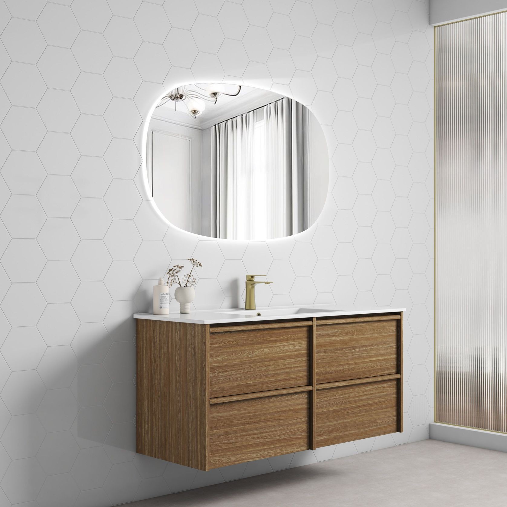 Aulic Venetta Framed Wall Hung 1200 Harvest Oak Cabinet gallery detail image