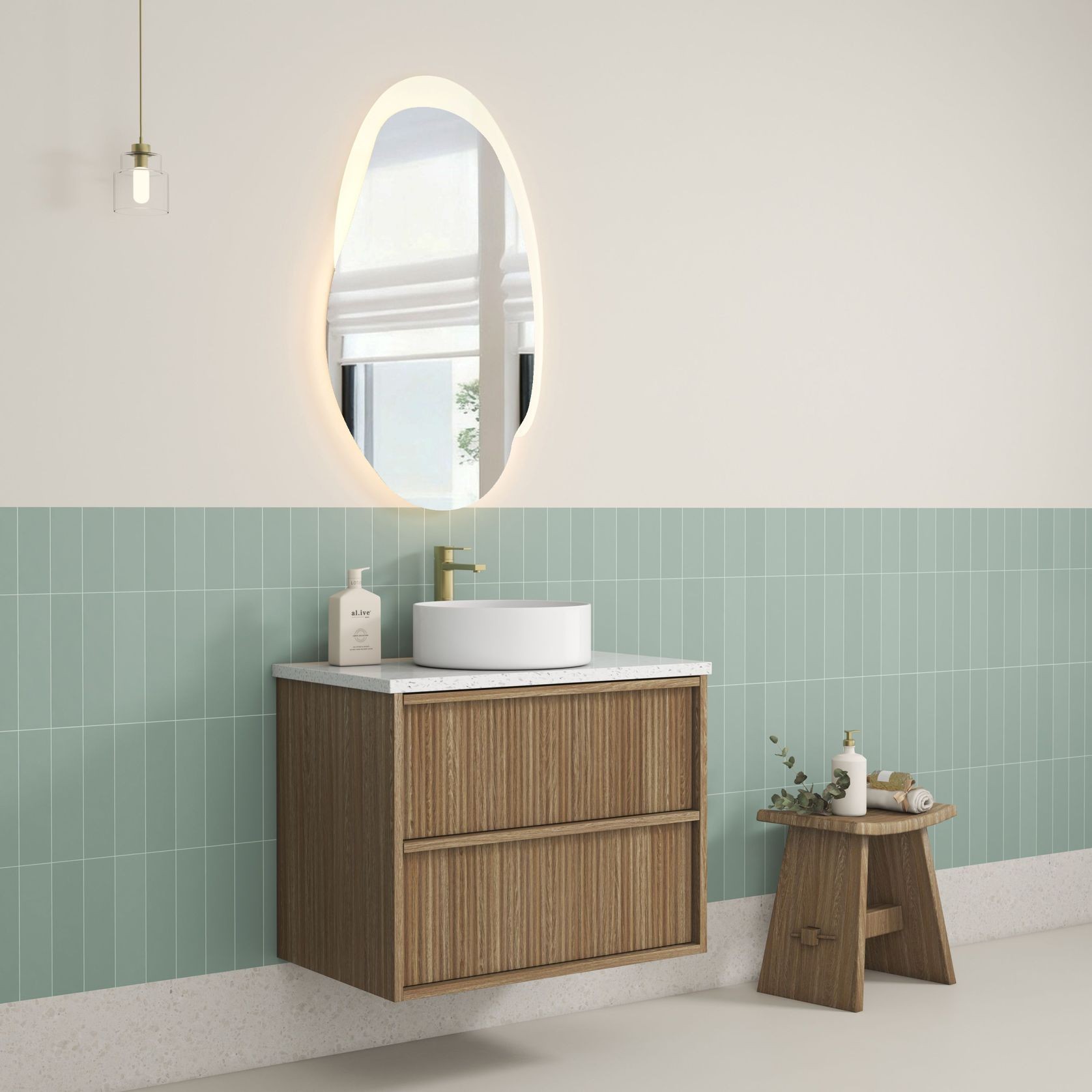 Aulic Venetta Fluted Wall Hung 750m Harvest Oak cabinet gallery detail image
