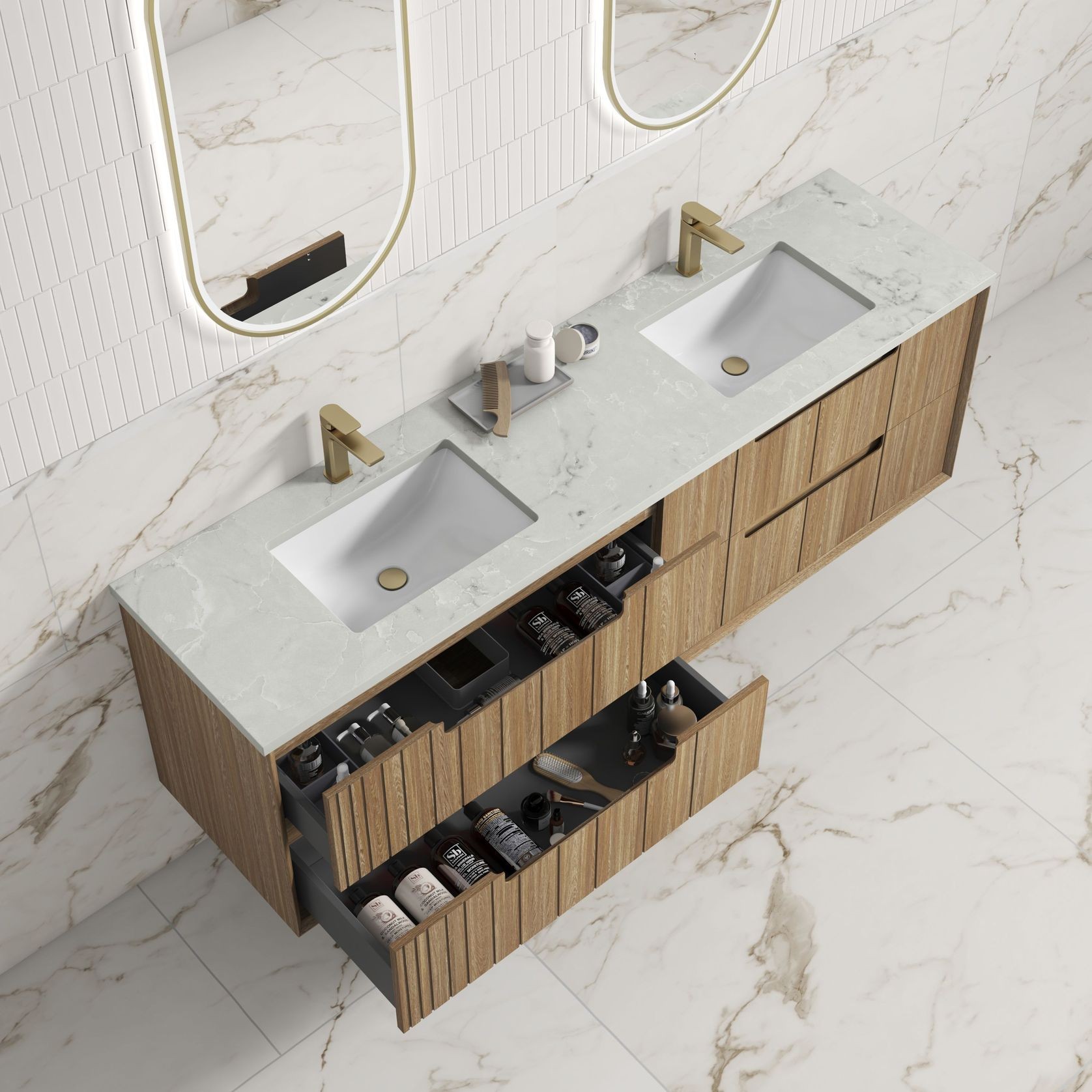 Aulic Voulari Framed Wall Hung 1800 Harvest Oak Cabinet gallery detail image