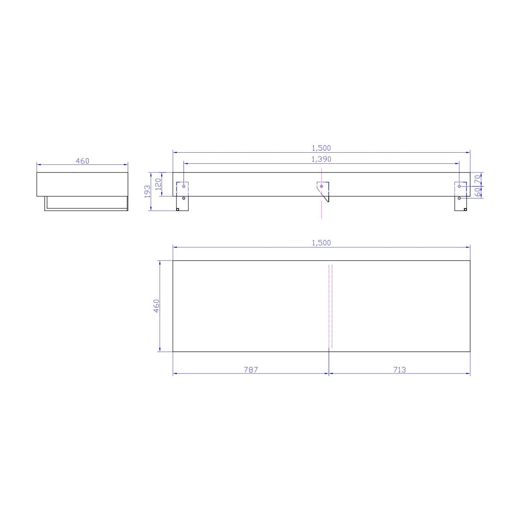 Wall Mount Slab 1500 x 460 x 120mm Oak Veneer gallery detail image