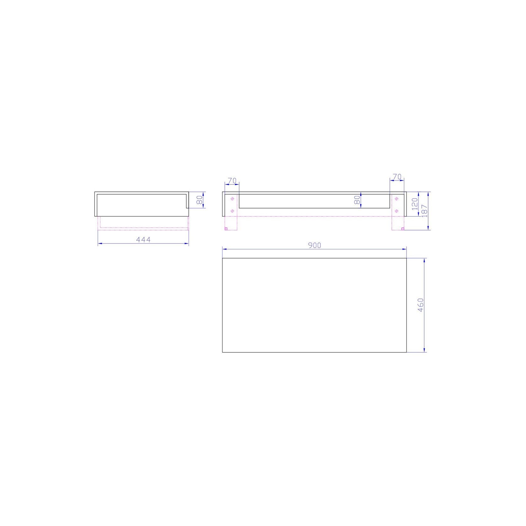 Wall Mount Slab 900 x 460 x 120mm Matte White Stone gallery detail image