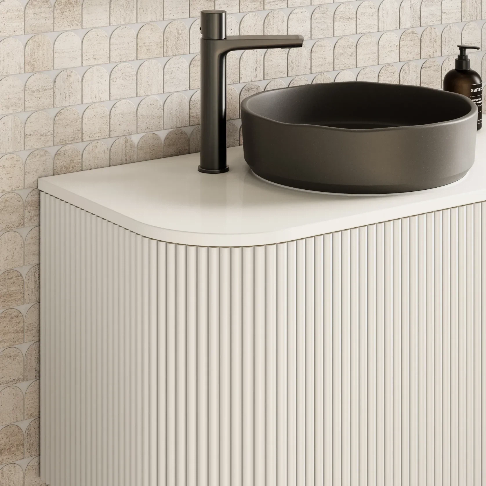 Zahara Curved Fluted Vanity 900mm gallery detail image