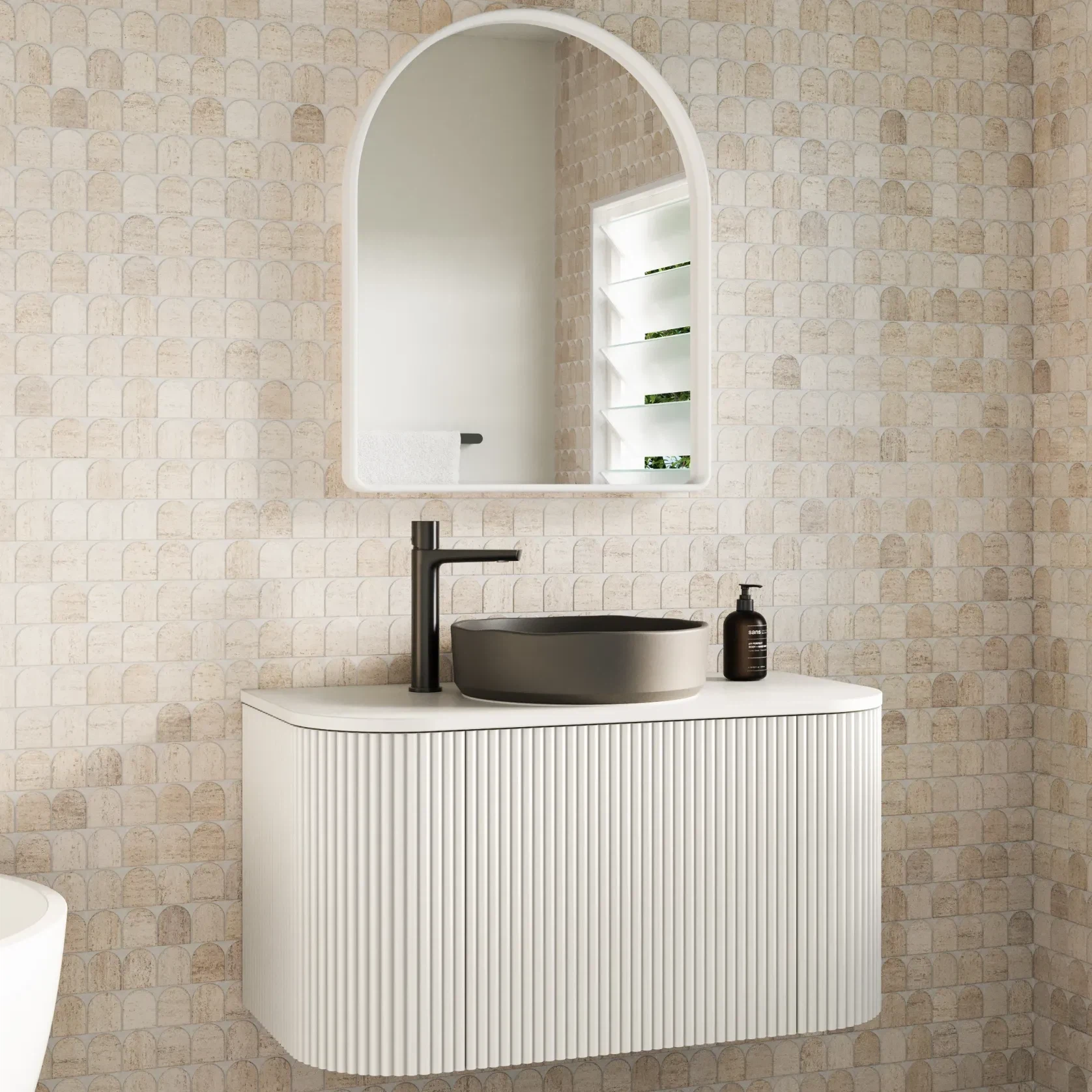 Zahara Curved Fluted Vanity 900mm gallery detail image