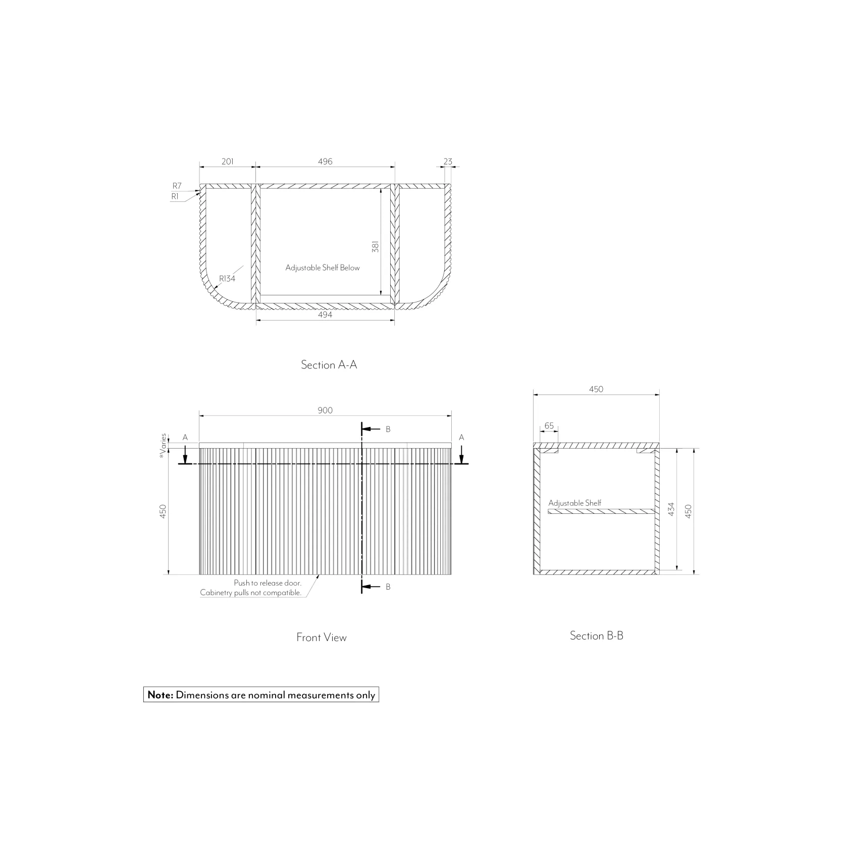 Zahara Curved Fluted Vanity 900mm gallery detail image