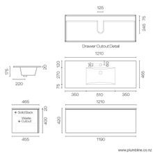 Reflex 1200 1 Drawer Wall Vanity gallery detail image