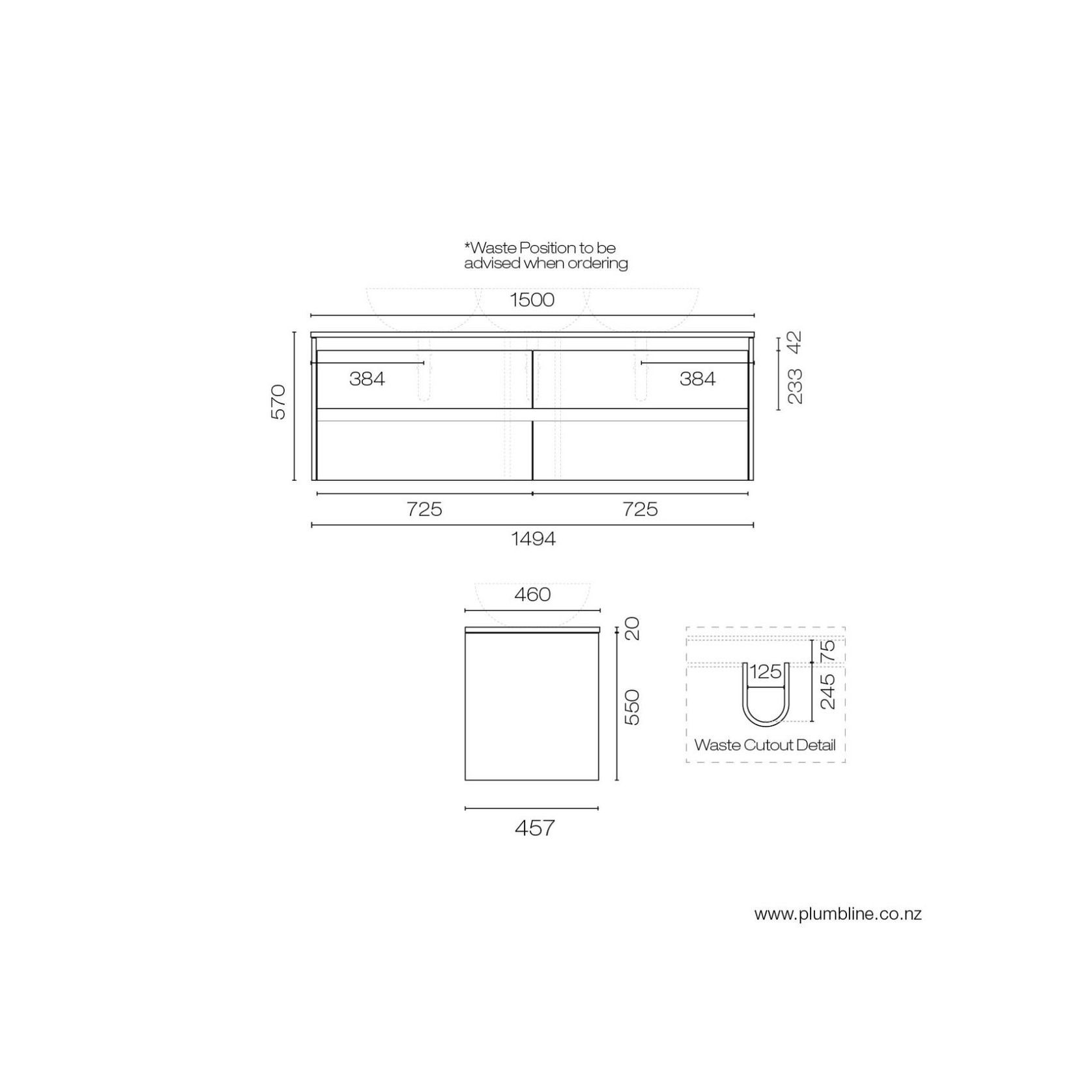 Stanza Legno 1500 4 Drawer Vanity gallery detail image