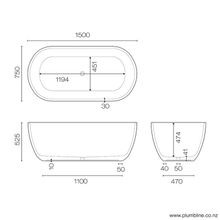 Vela 1500 Freestanding Bath gallery detail image